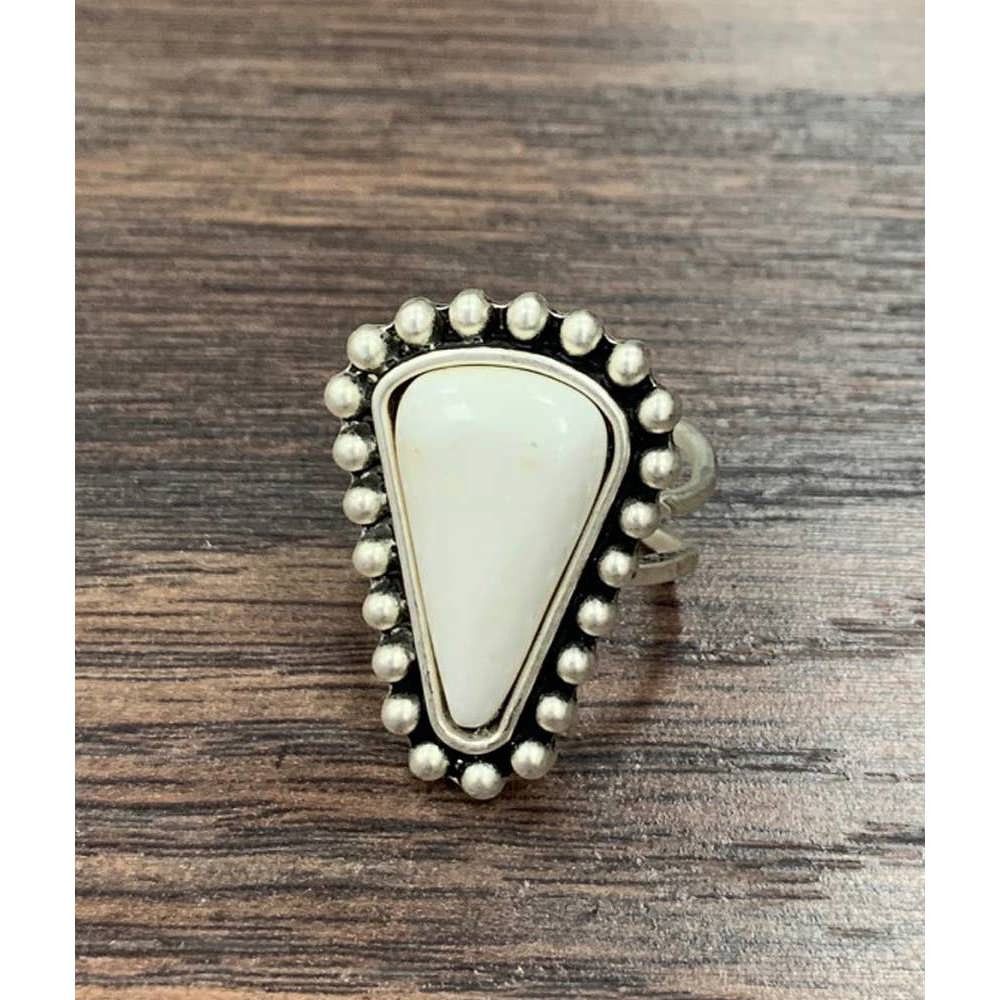 Other Boho White Turquoise Adjustable Statement Cuff Ring for Styl Size ONE SIZE - 1 Thumbnail