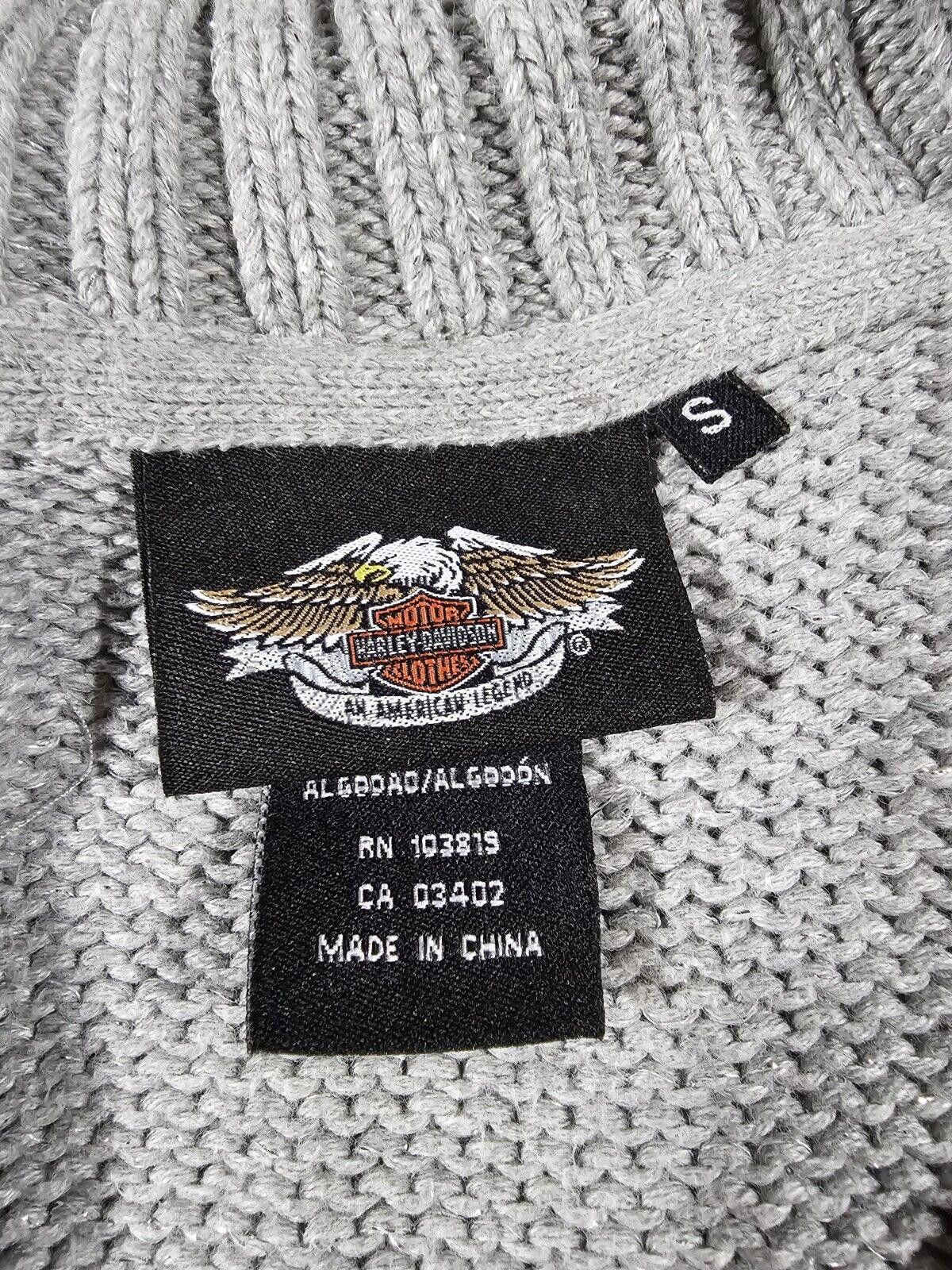Designer Harley Davidson Zip Up Shawl Neck Sweater Biker Casual SM Size S / US 4 / IT 40 - 3 Thumbnail