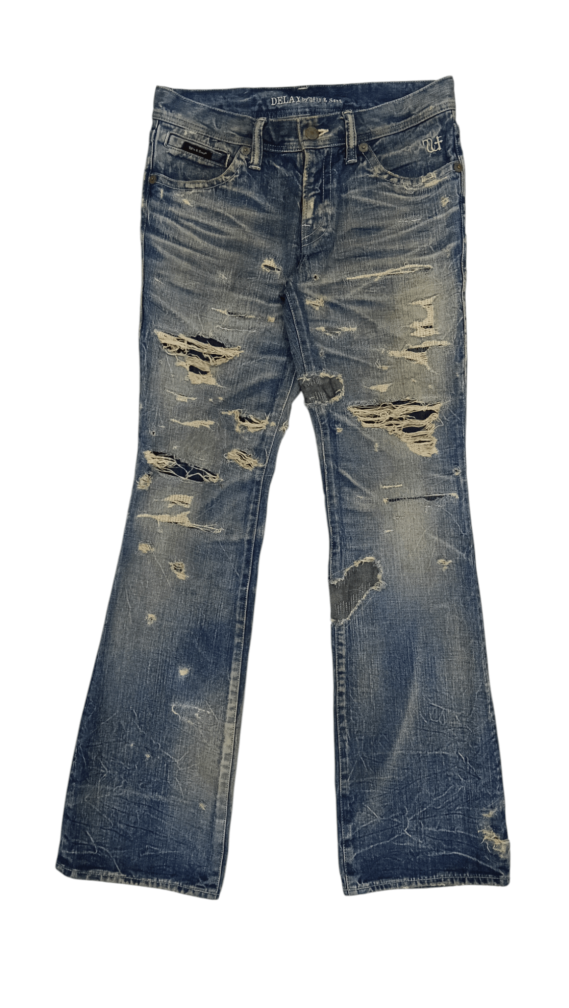 Designer DELAY UFin & Sons Distressed Flare Denim Japan (S316) W32 Size US 32 / EU 48 - 1 Thumbnail