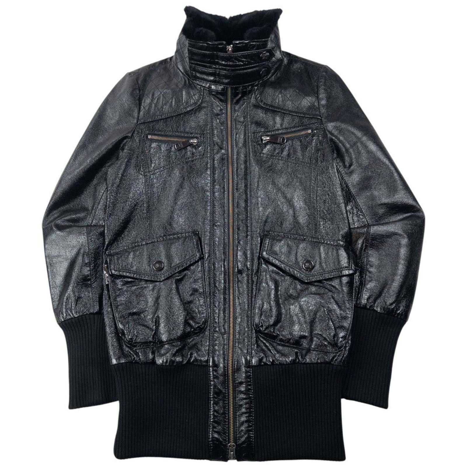 Burberry Vintage 2000s Burberry Fur Collar Lined Leather Jacket L Size US L / EU 52-54 / 3 - 4 Thumbnail