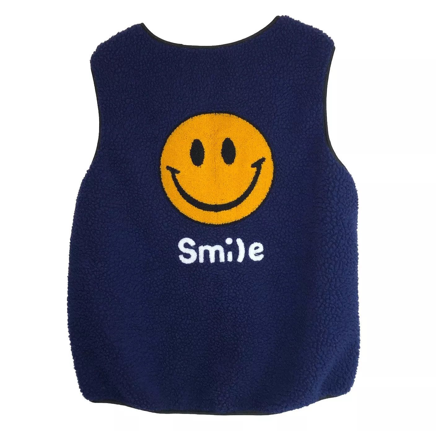 Other Happy Smile Navy Blue Fleece Vest Jacket 2XL Full Zip V Neck Size XXL / US 16-18 / IT 52-54 - 1 Thumbnail