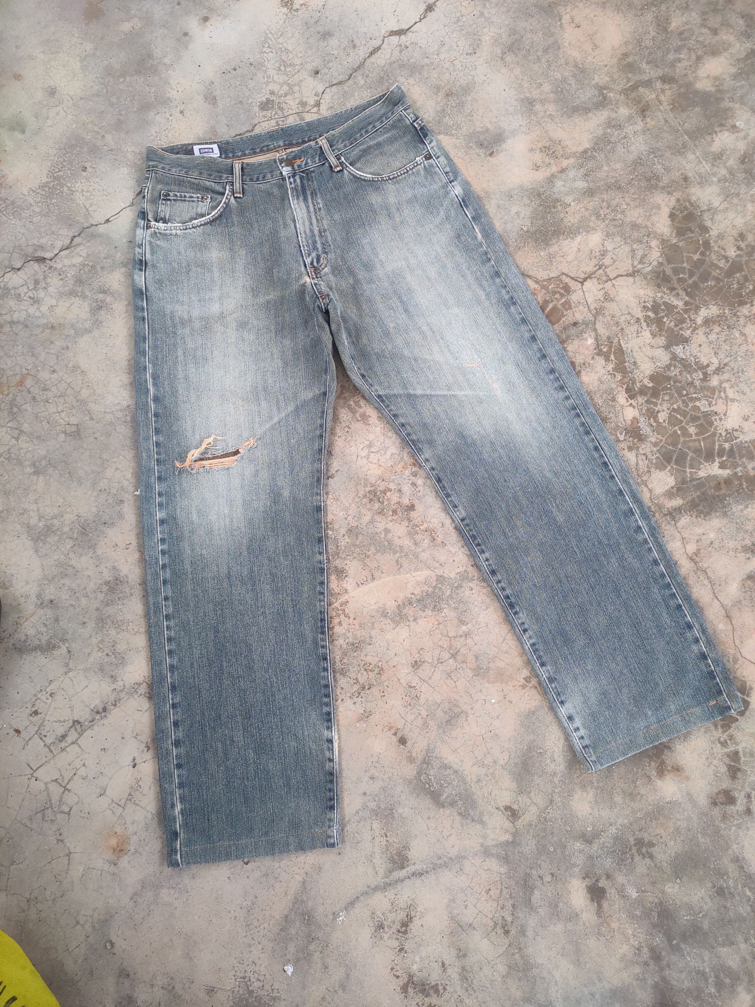Edwin × Jean × Vintage W35 VINTAGE EDWIN FADED RIPPED DISTRESSED JEANS PANTS Size US 35 - 2 Thumbnail