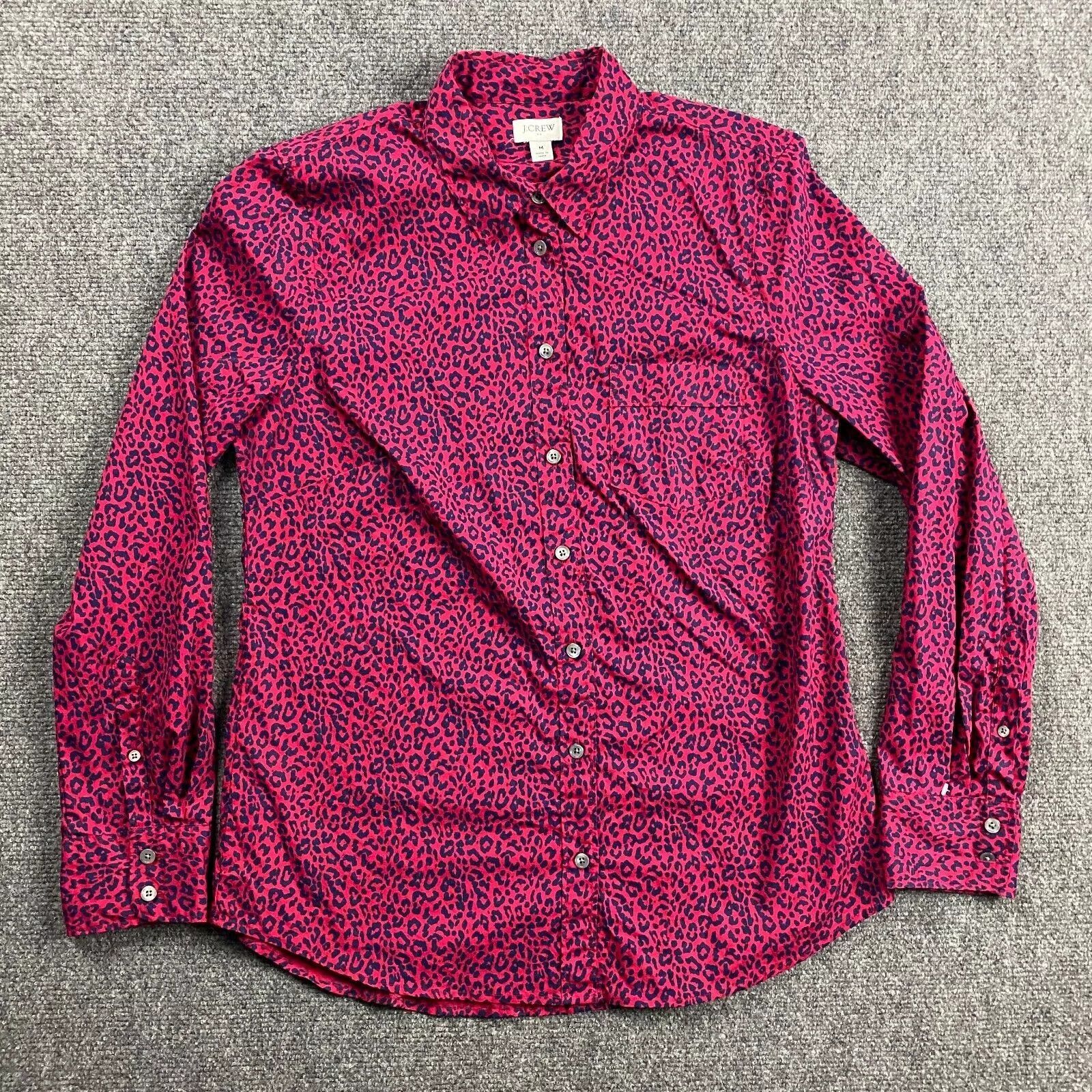 J.Crew J Crew Top Women's Medium Hot Pink Cheetah Print Button Up Size M / US 6-8 / IT 42-44 - 1 Thumbnail