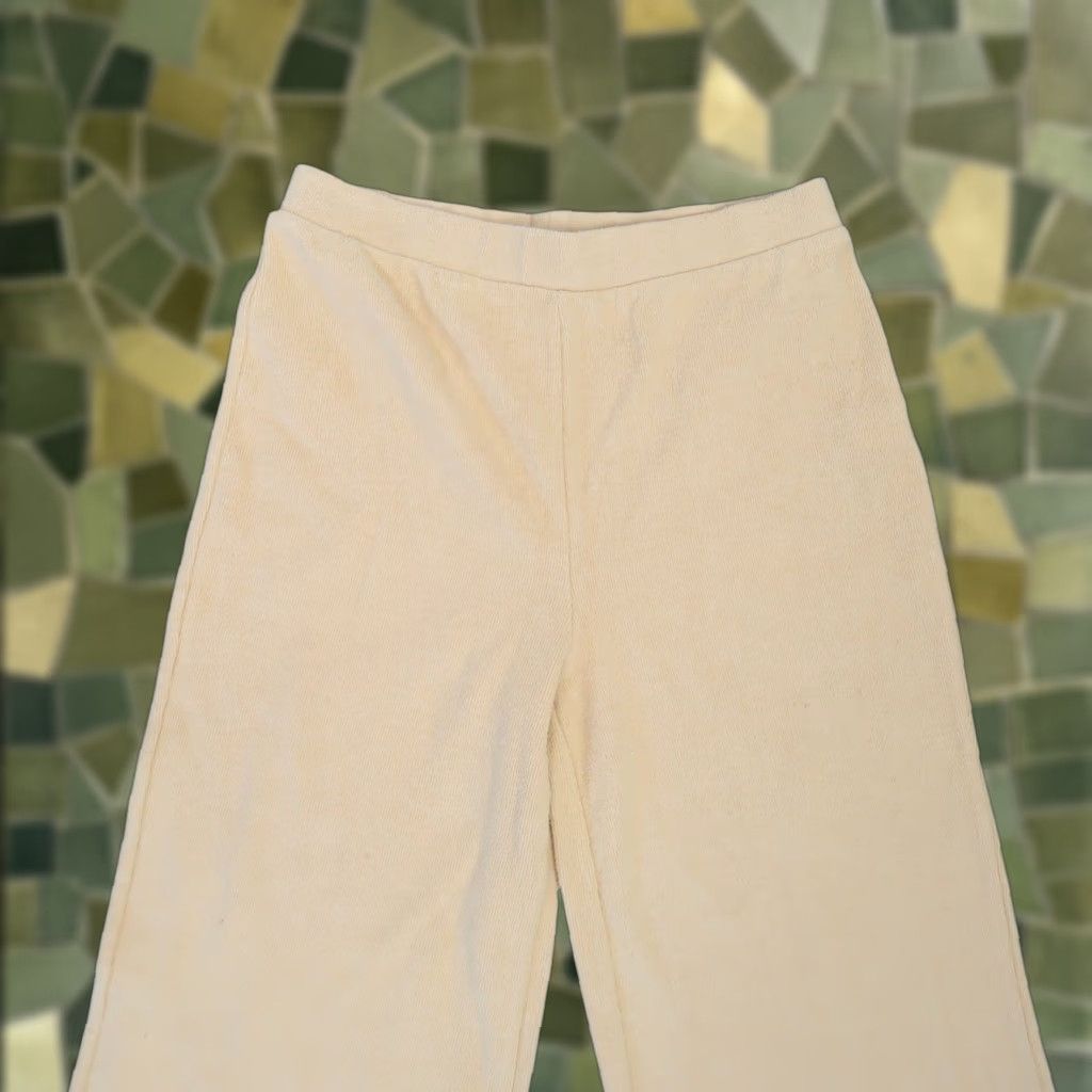 Zara ZARA Peach Tan Sweater Knit High Rise Wide Leg Lounge Pants M Women Casual Knit Cotton Polyester Wide-Leg Rise 12" Inseam 28" Size M / US 6-8 / IT 42-44 - 1 Thumbnail