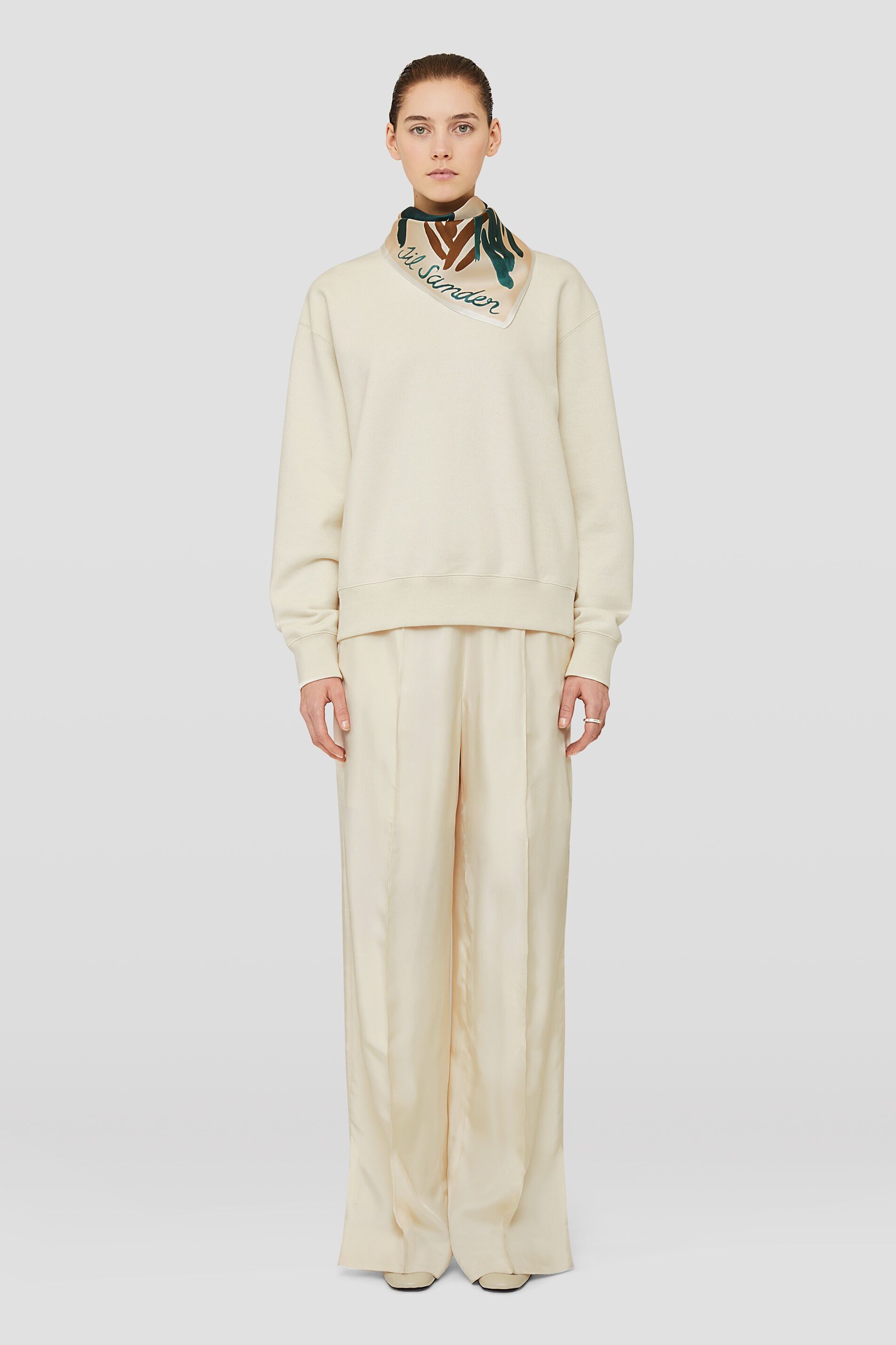 Jil Sander o1y1025 Crewneck Sweatshirt in Cream Size L / US 10 / IT 46 - 3 Thumbnail