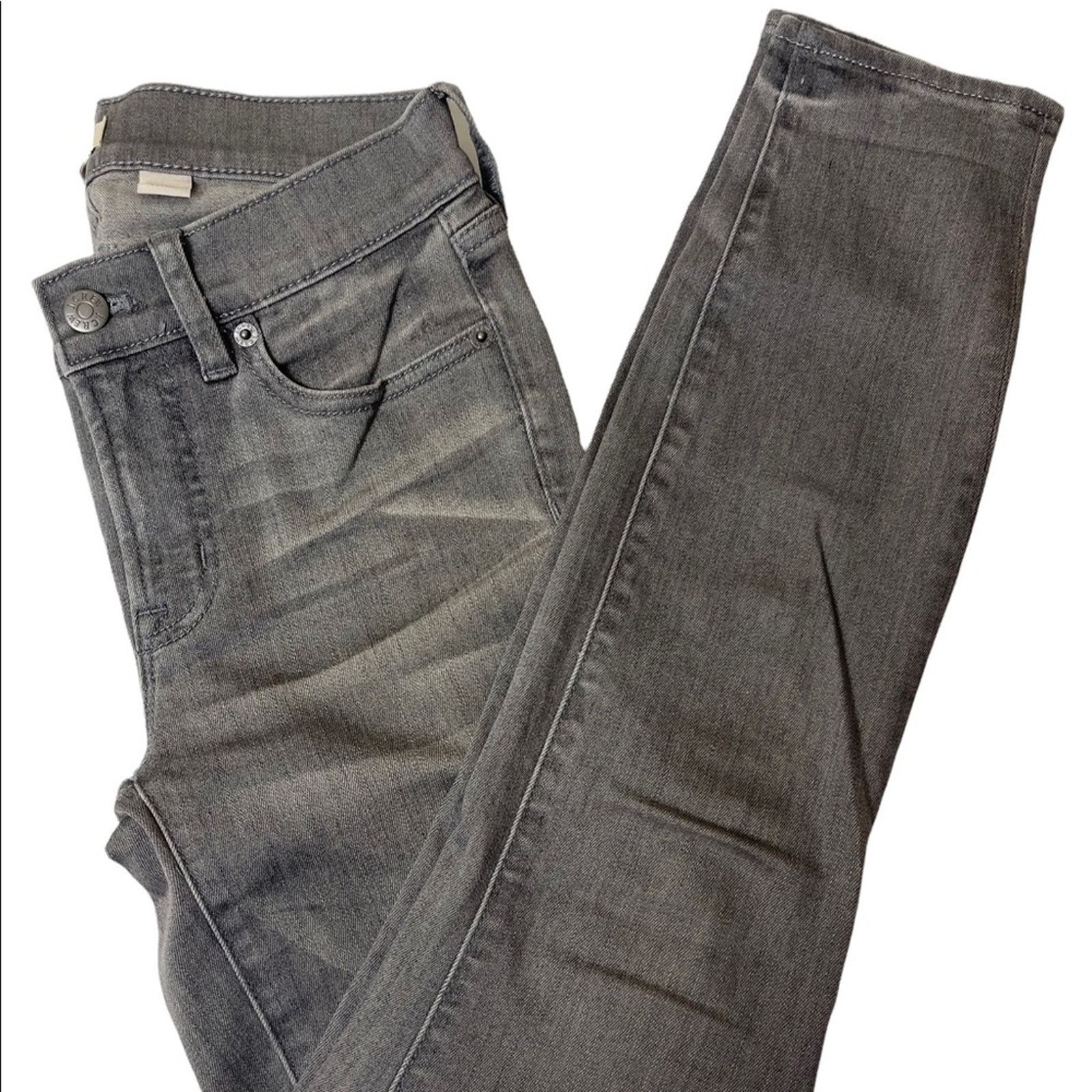 J.Crew J. Crew Mid Rise Distressed Skinny Jean Grey Size 24 Size 24" / US 00 / IT 34 - 1 Thumbnail