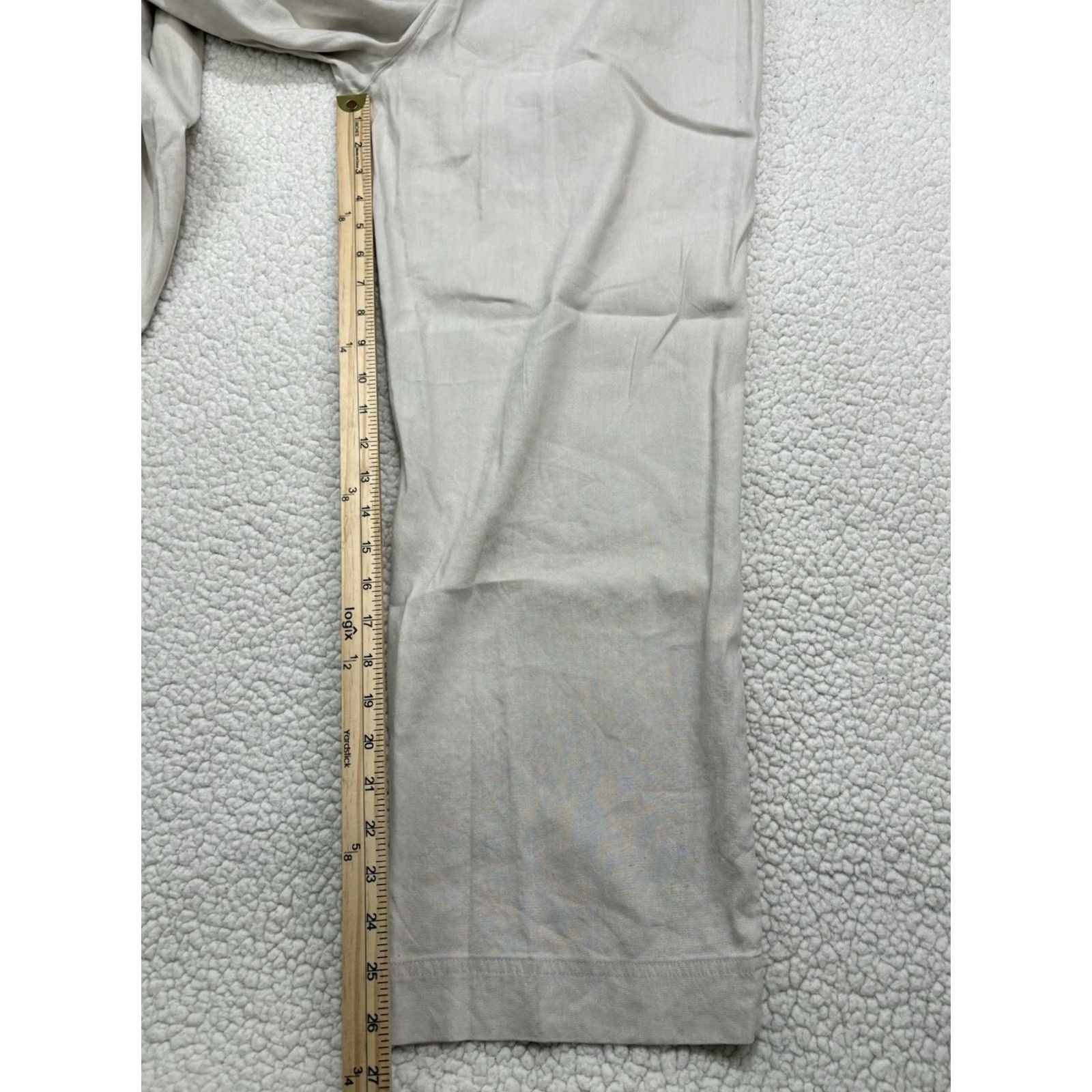 J. Jill J. Jill Pants Beige Linen Stretch Pull On Wide-Leg 14P Petite Womens Beach Minimalist Size 36" / US 14 / IT 50 - 7 Thumbnail