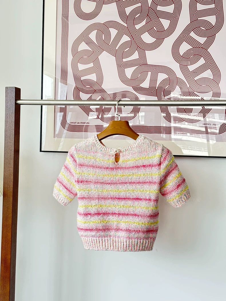 Chanel Chanel Colorful striped love inlaid short-sleeved knitwear Size XXS / US 00 / IT 34 - 2 Thumbnail