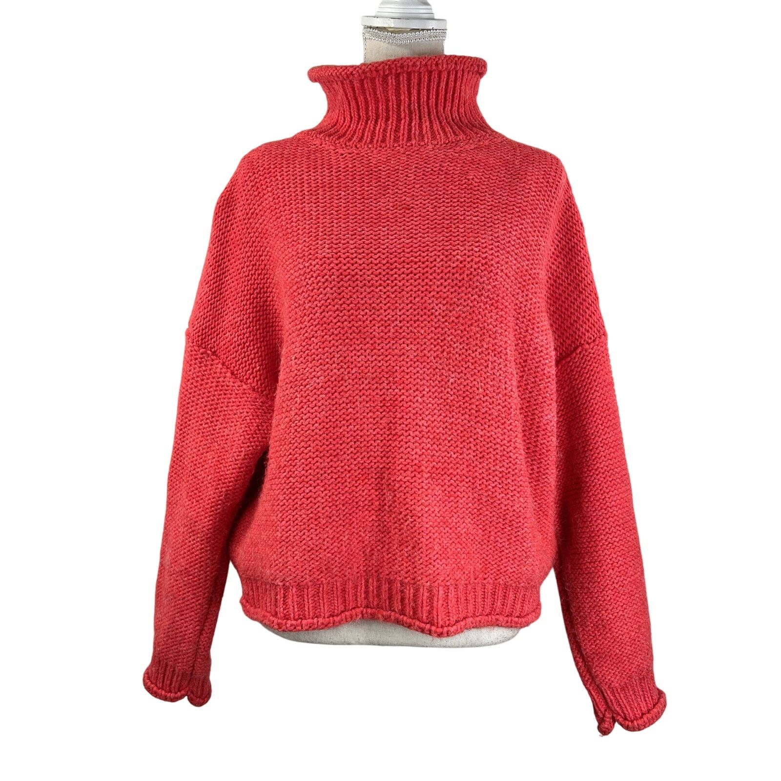 Anthropologie Anthropologie Lottie Sweater Coral Turtleneck Chunky Knit Size US XL / EU 56 / 4 - 1 Thumbnail