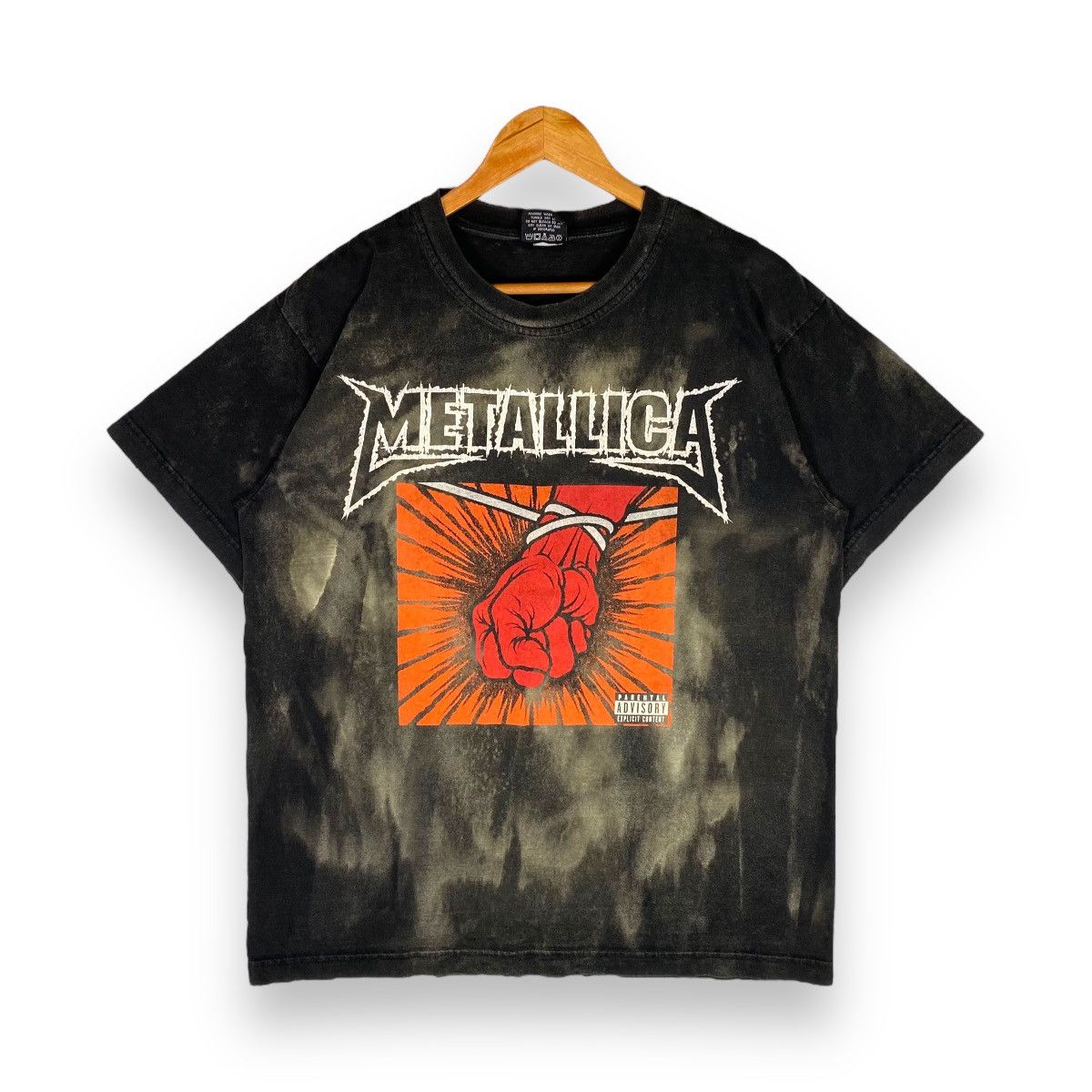 image of Band Tees x Metallica Vintage Metallica Band St. Anger Album Acidwash Style Tee in Acid Wash Black 
