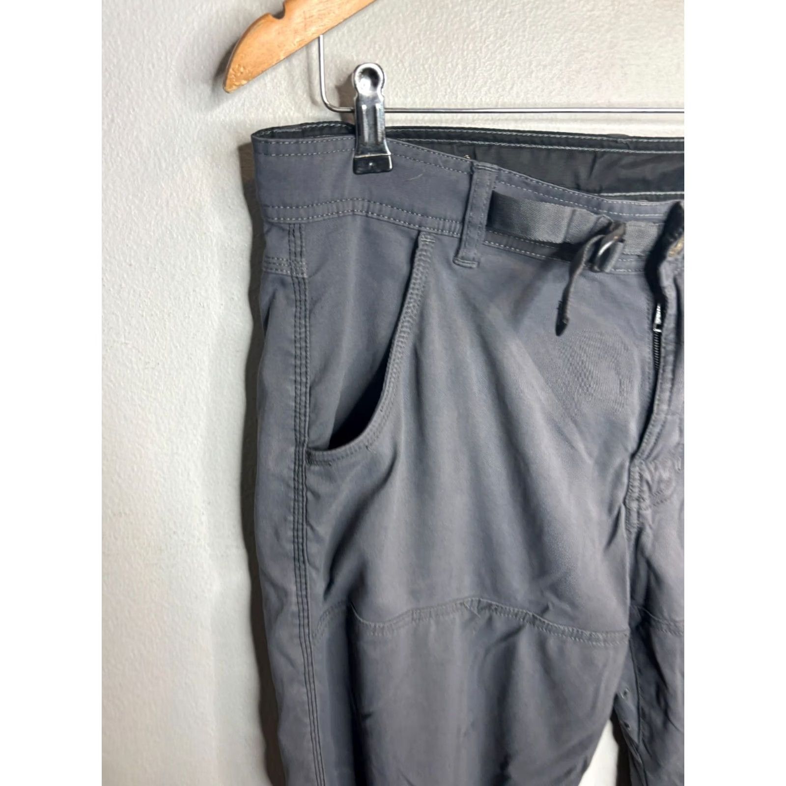 Prana prAna Mens 32 Gray Breathable Stretch Straight Cargo Jeans 5-Pocket Logo Rise Mid Inseam 30 Regular Pants 2818 Size US 32 / EU 48 - 2 Thumbnail