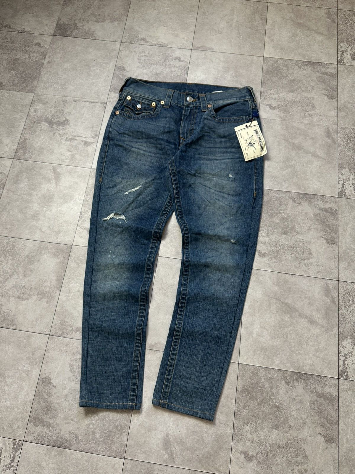True Religion × Vintage Vintage Y2K True Religion Blue Denim Distressed Jeans Sz 32 Size US 32 / EU 48 - 2 Thumbnail