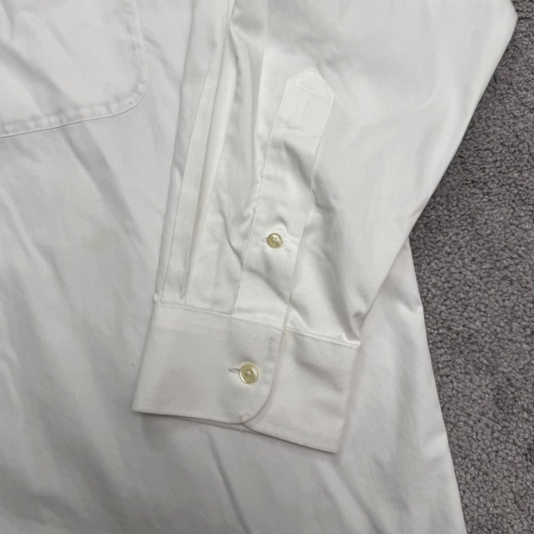 Vintage Paul Fredrick Dress Shirt Mens 17.5 33 White Cotton Non-Iron Pinpoint Two-Ply Classic Size 48R - 6 Thumbnail