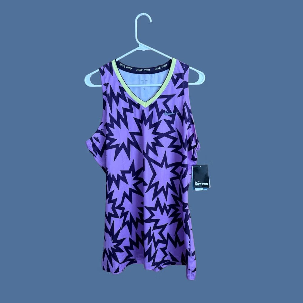 Nike Nike Pro Dri-Fit Women's XL Purple Kapow Print Tank Top Sleeveless Size XL / US 12-14 / IT 48-50 - 1 Thumbnail