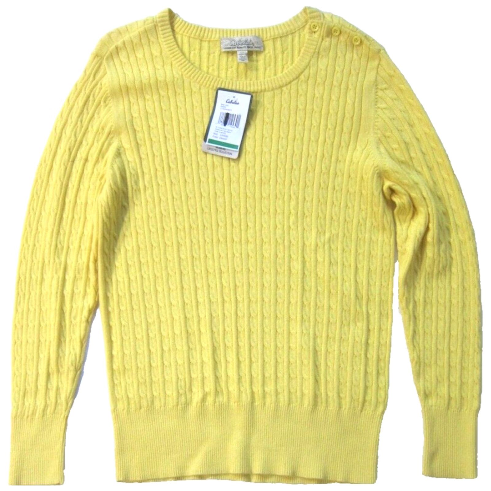 Vintage NWT Cabela's Cameron Yellow Knit Long Sleeve Round Neck Sweater Large Size L / US 10 / IT 46 - 5 Thumbnail