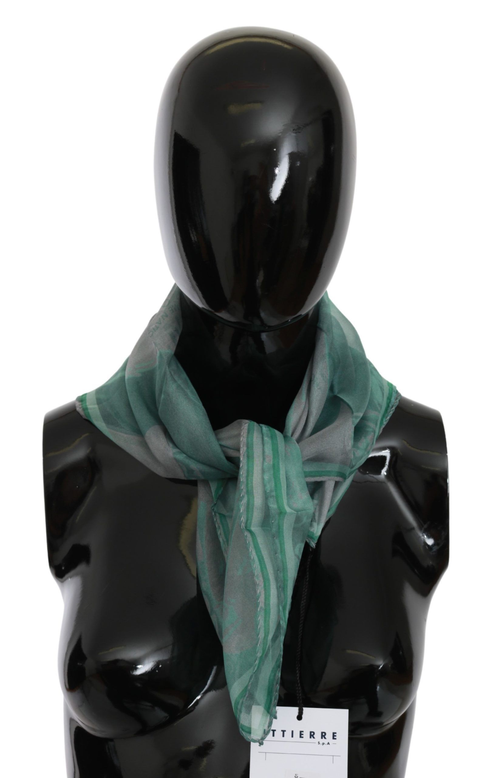 Costume National Elegant Silk Green Printed Women's Scarf Size ONE SIZE - 1 Thumbnail