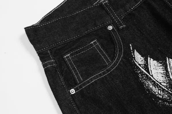 Japanese Brand VIBE FACES Graphic Black Denim Jeans Size US 30 / EU 46 - 8 Thumbnail