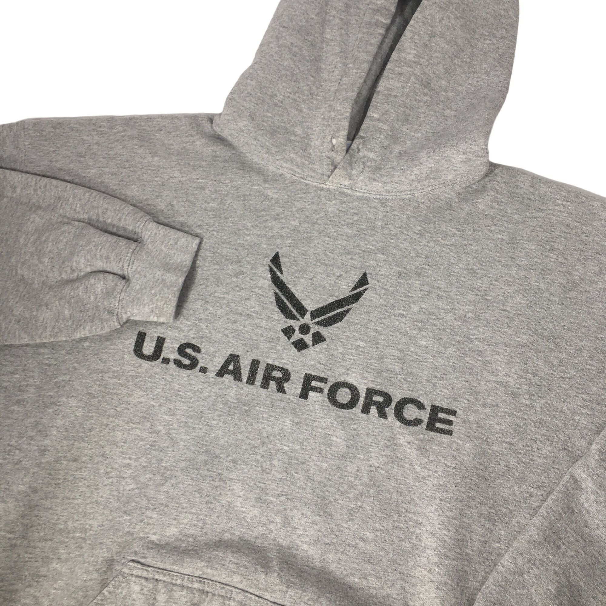 Gildan Vtg Men Heather Gray Hoodie US AIR FORCE Navy Sweatshirt Size US L / EU 52-54 / 3 - 1 Thumbnail