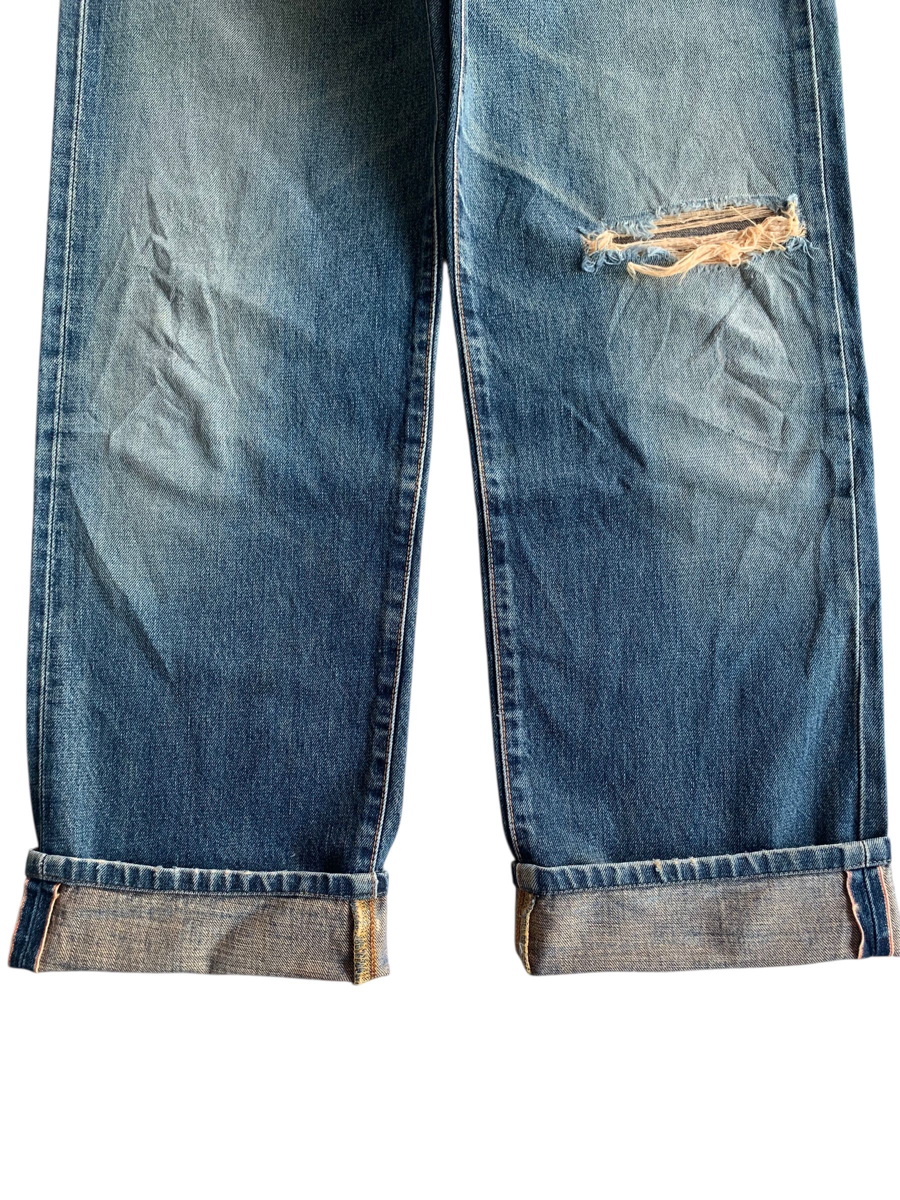 Edwin VTG EDWIN 505X SELVEDGE BAGGY FADED&RUSTY DISTRESSED DENIM Size US 31 - 9 Thumbnail