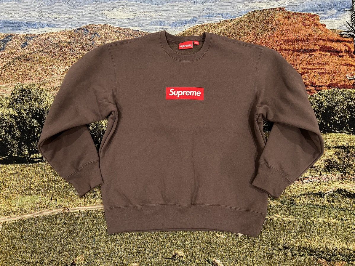 Supreme Supreme Box logo crewneck sweater brown medium fw22 | Grailed 
