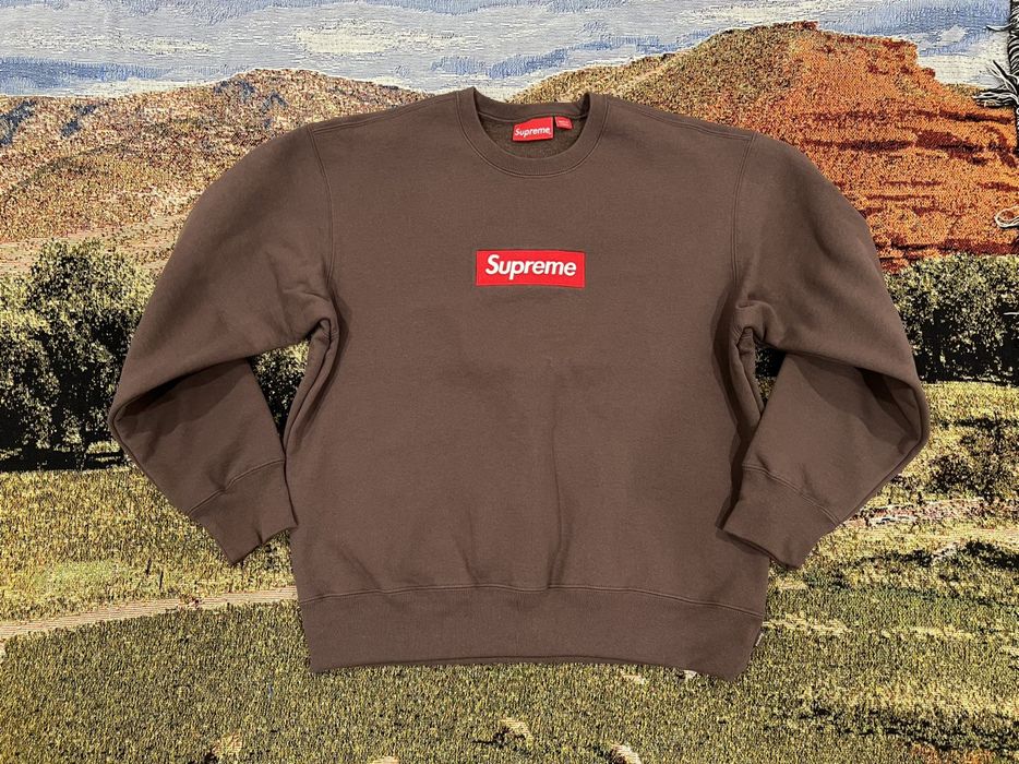 Supreme Supreme Box logo crewneck sweater brown medium fw22 | Grailed