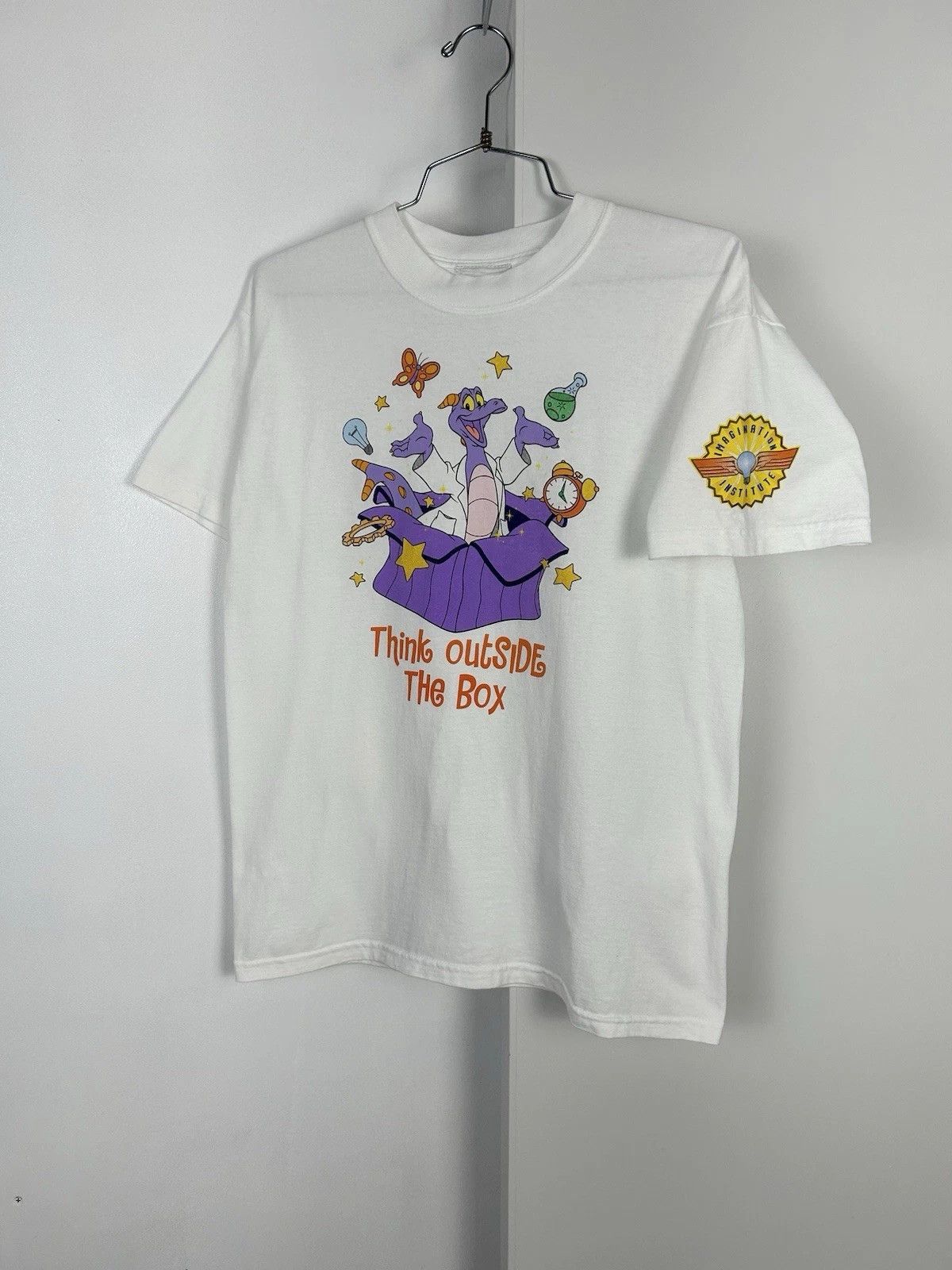 Disney × Vintage VTG FIGMENT THINK OUTSIDE THE BOX T-SHIRT SIZE M WHITE Size US M / EU 48-50 / 2 - 1 Thumbnail