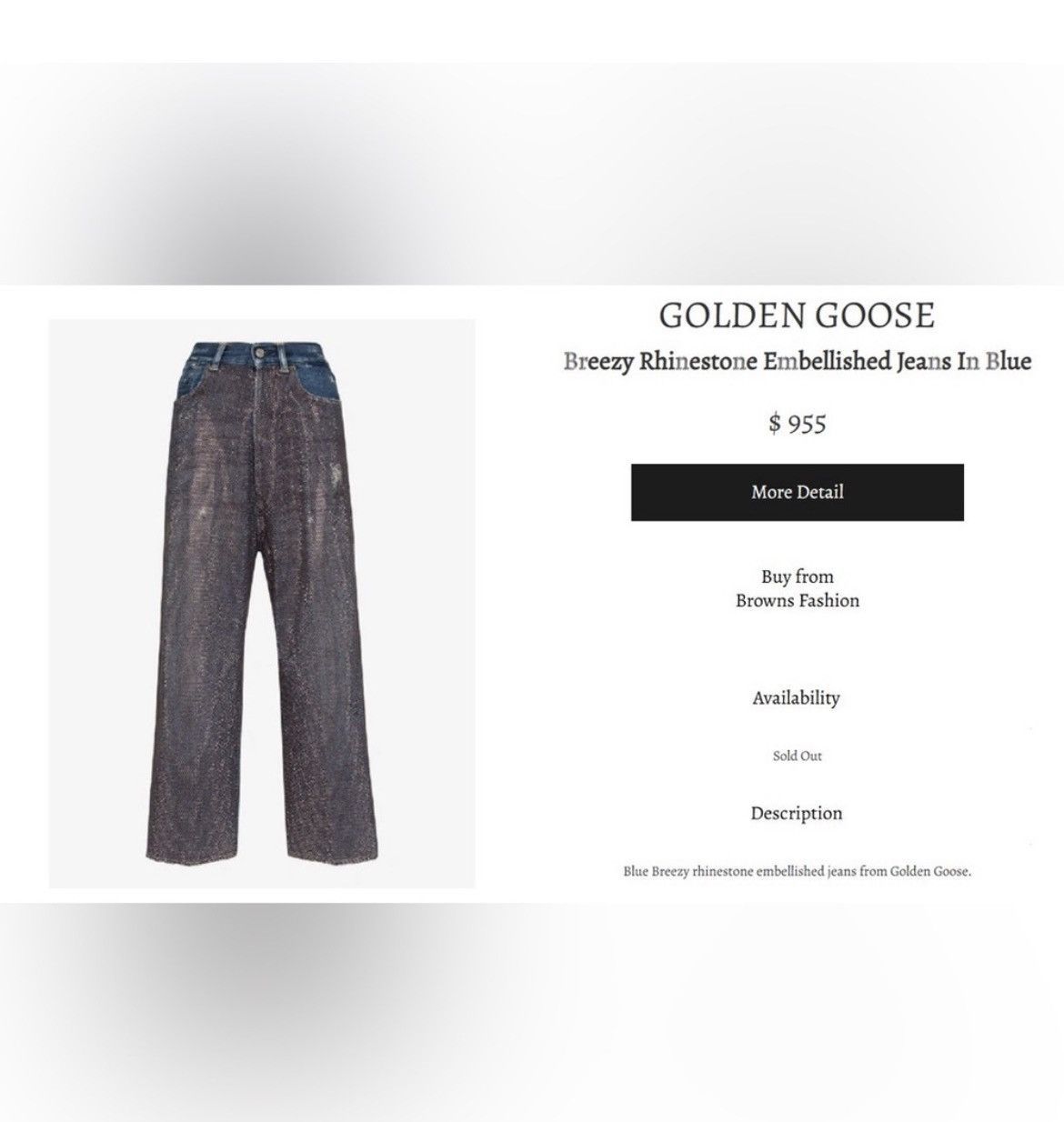 Golden Goose Breezy Rhinestone Embellished Jeans In Blue size 28 Size 28" / US 6 / IT 42 - 11 Thumbnail