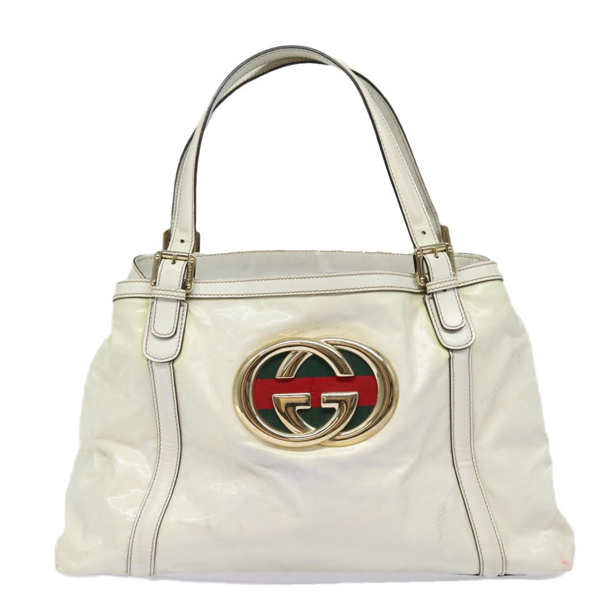 Gucci Interlocking White Canvas Tote Bag (Pre-Owned) Size ONE SIZE - 1 Thumbnail