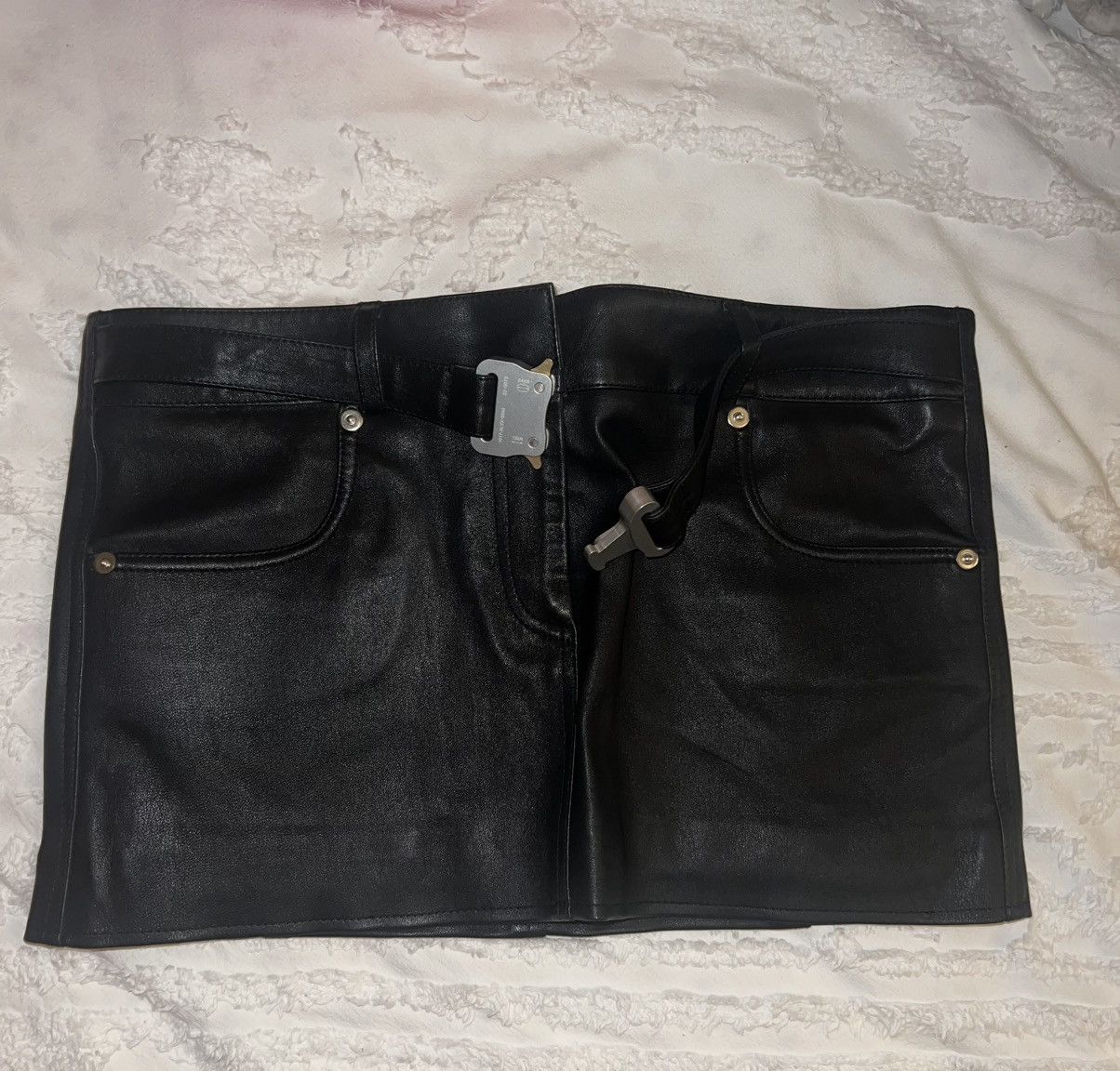 1017 ALYX 9SM Black Belted Leather Miniskirt Size 26" / US 2 / IT 38 - 4 Thumbnail