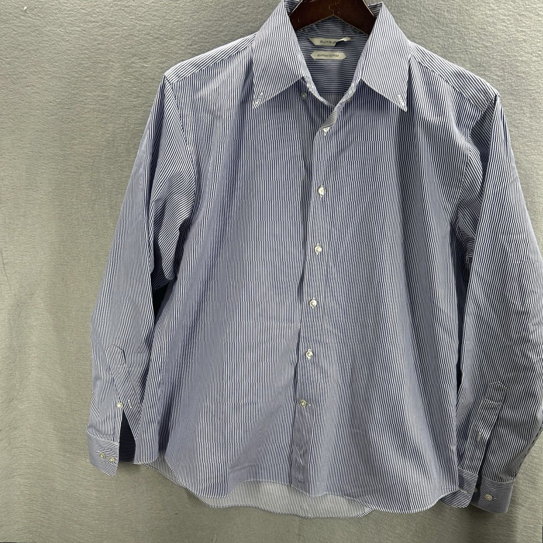 Suitsupply Suitsupply Shirt Men's Small Blue Striped Egyptian Cotton Extra Slim Fit Preppy Size US S / EU 44-46 / 1 - 3 Thumbnail