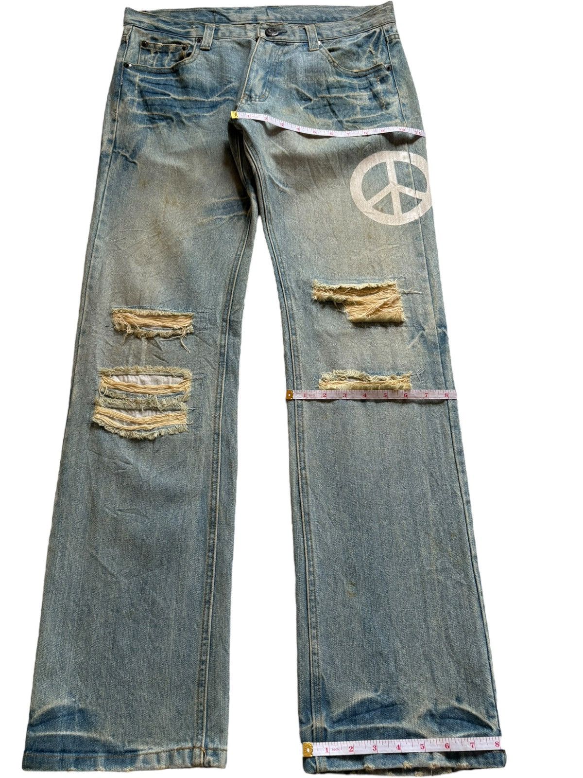 Japanese Brand Vintage Japanese Brand Peace Spell Out Mud Wash Loose Jeans Size US 34 / EU 50 - 14 Thumbnail