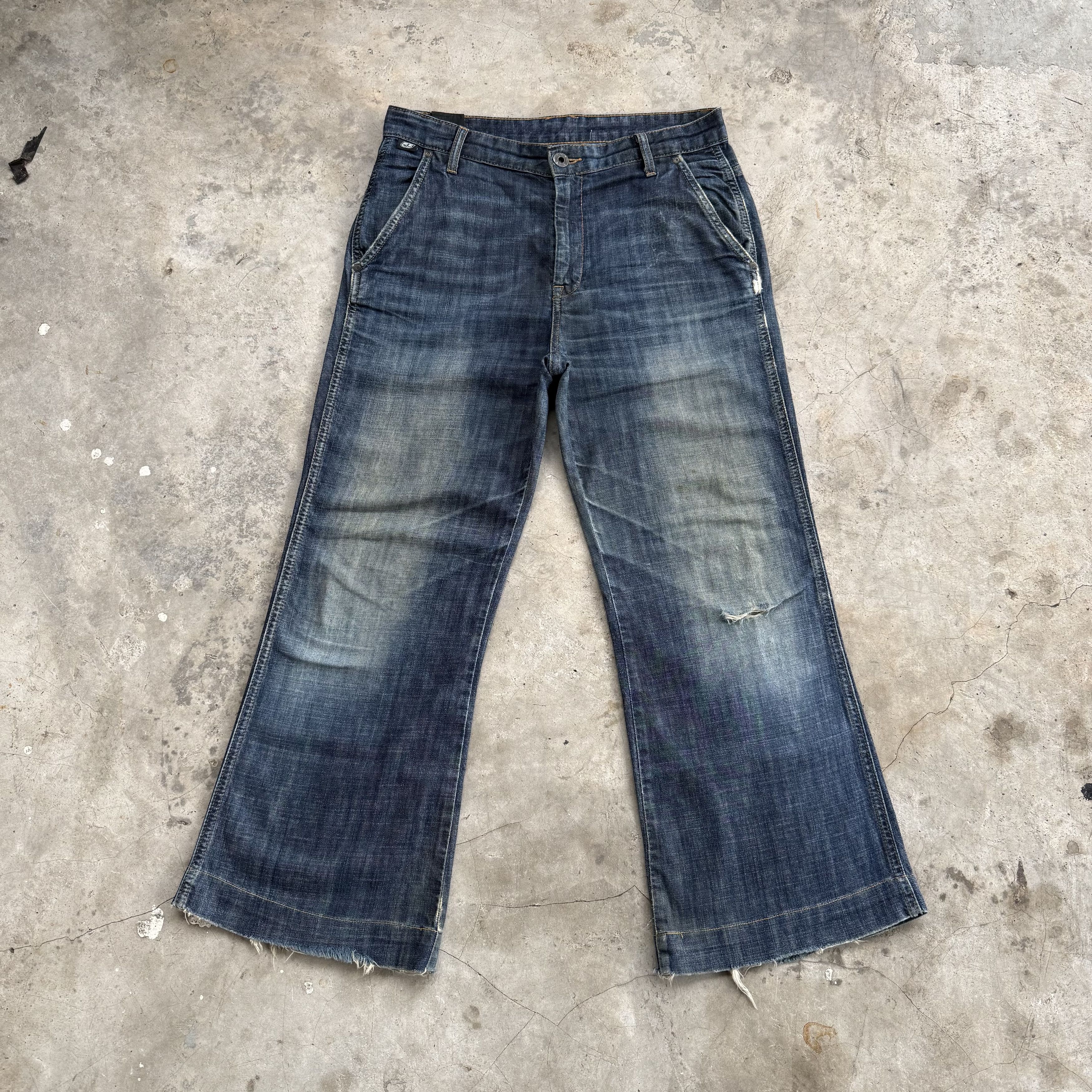 Japanese Brand W33 Vintage 55DSL Flare Denim Faded Jean Pants Size US 33 - 2 Thumbnail