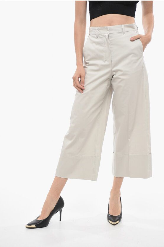 image of Max Mara S Stretch Cotton Pina Gaucho Pants in Beige, Women's (Size 26)