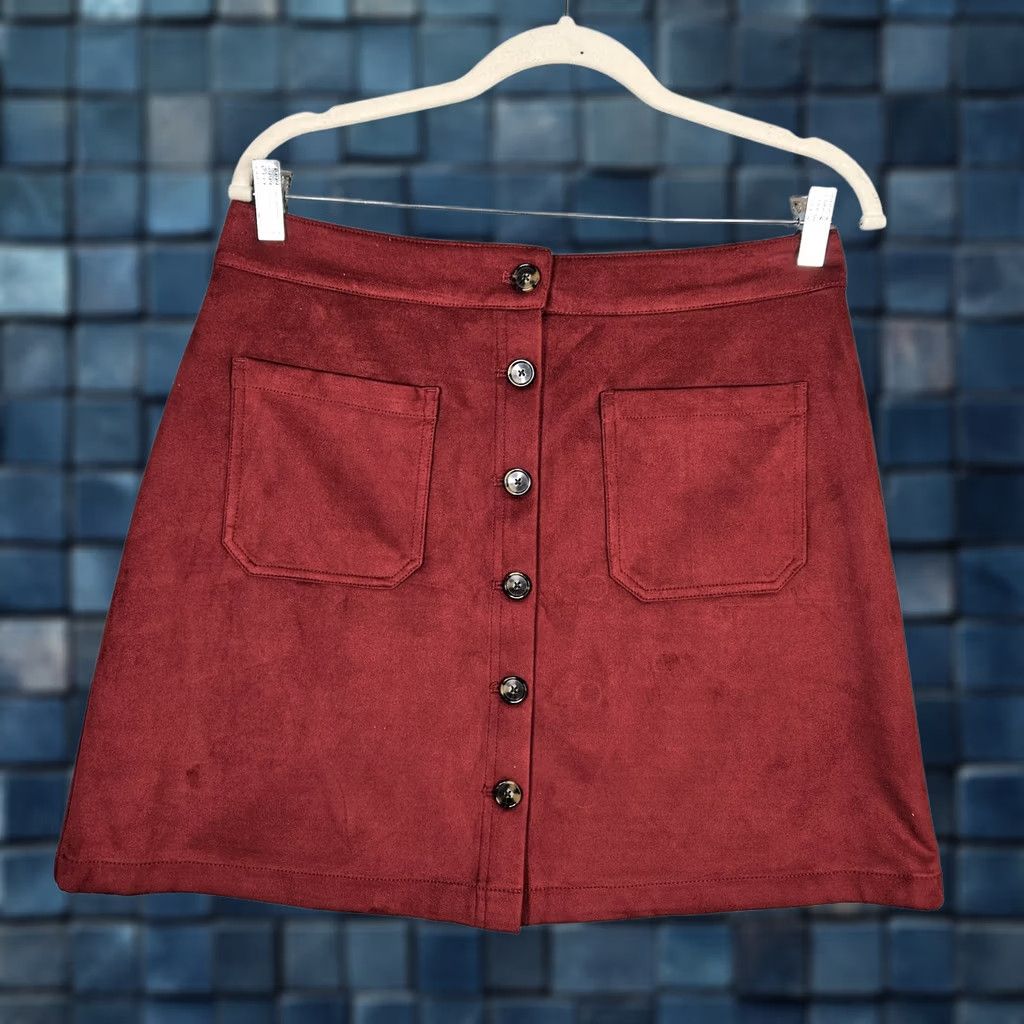 Marine Layer Marine Layer Women’s Mini Burgundy Wine Faux Suede A-line Skirt Sz 12 Size 34" / US 12 / IT 48 - 1 Thumbnail