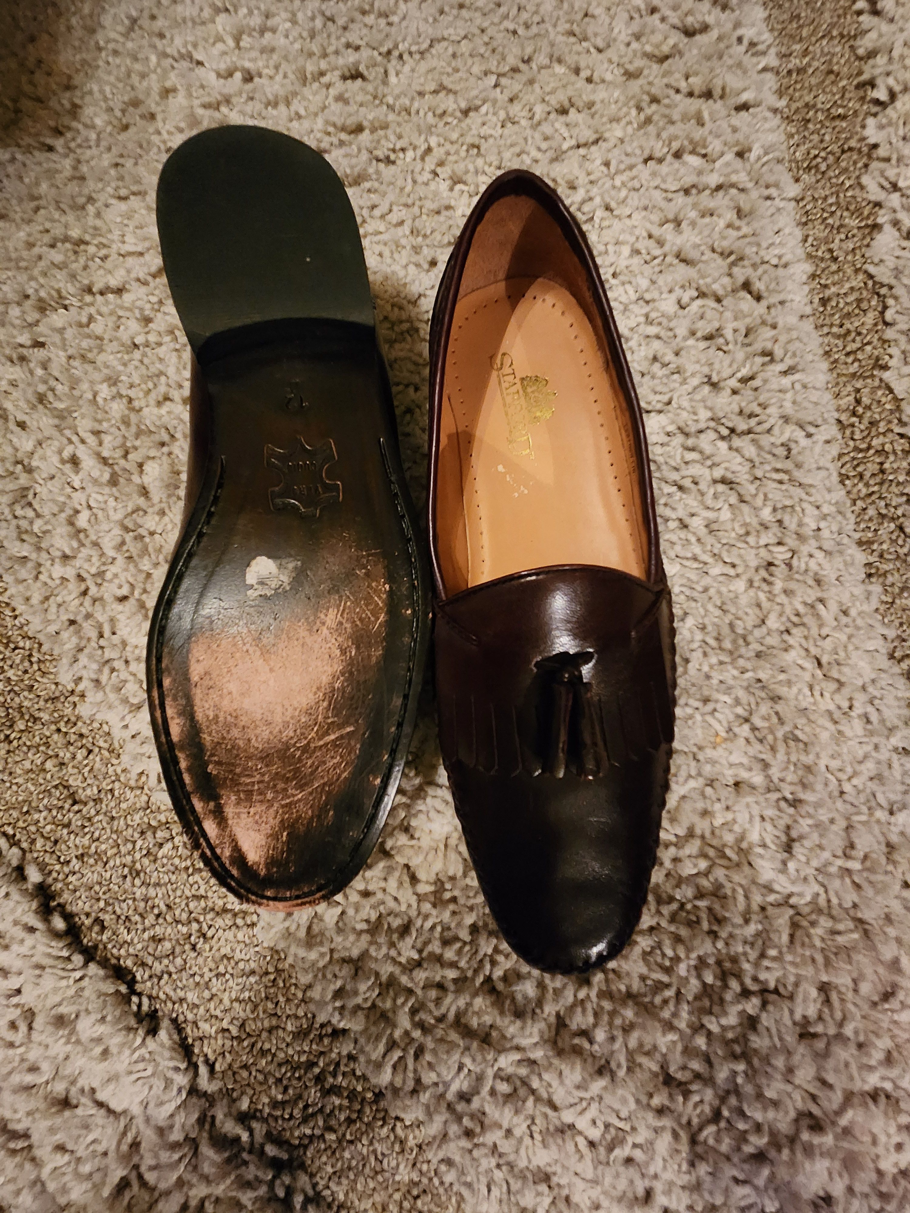 Stafford Men's 100% Leather Tasseled Slip-On Loafers Size US 12 / EU 45 - 3 Thumbnail