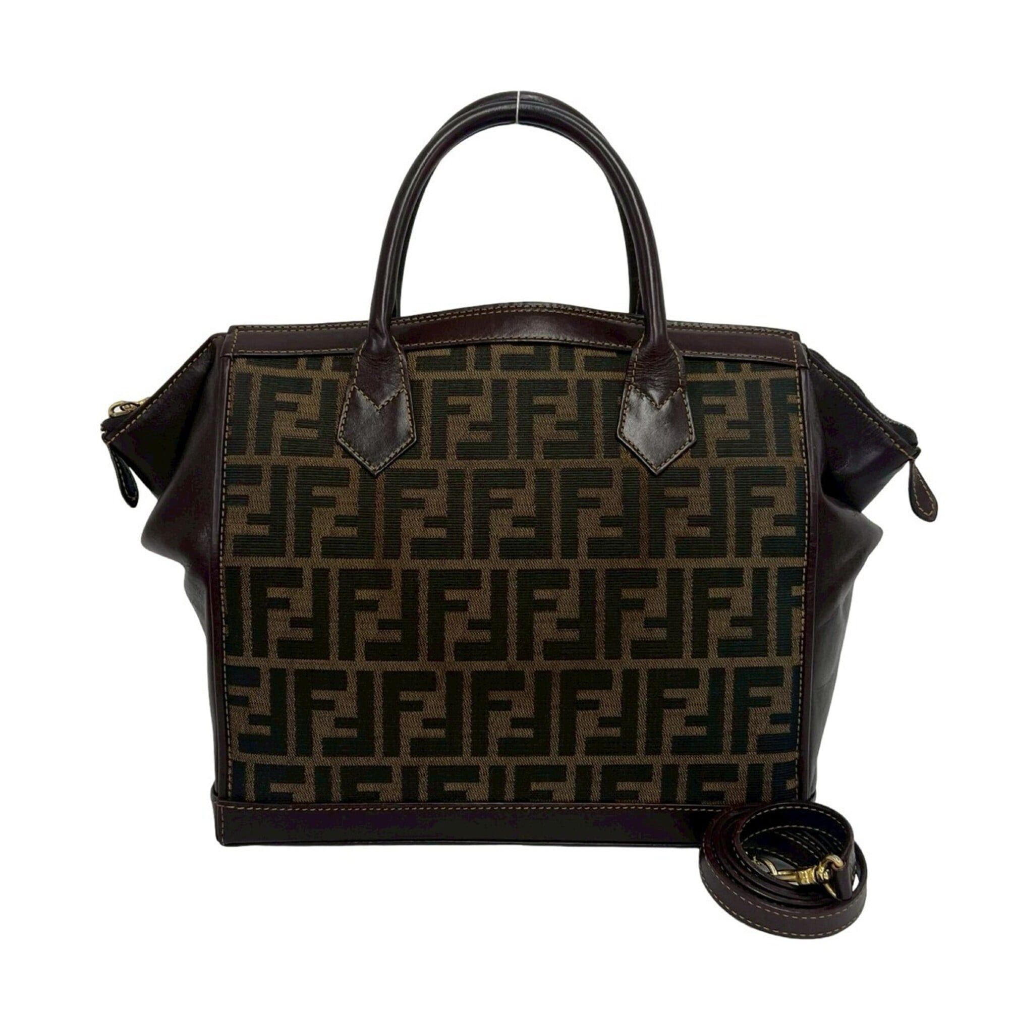Fendi FENDI Vintage Zucca FF Logo Pattern Canvas Leather Shoulder Bag Handbag Brown 57511 Size ONE SIZE - 1 Thumbnail