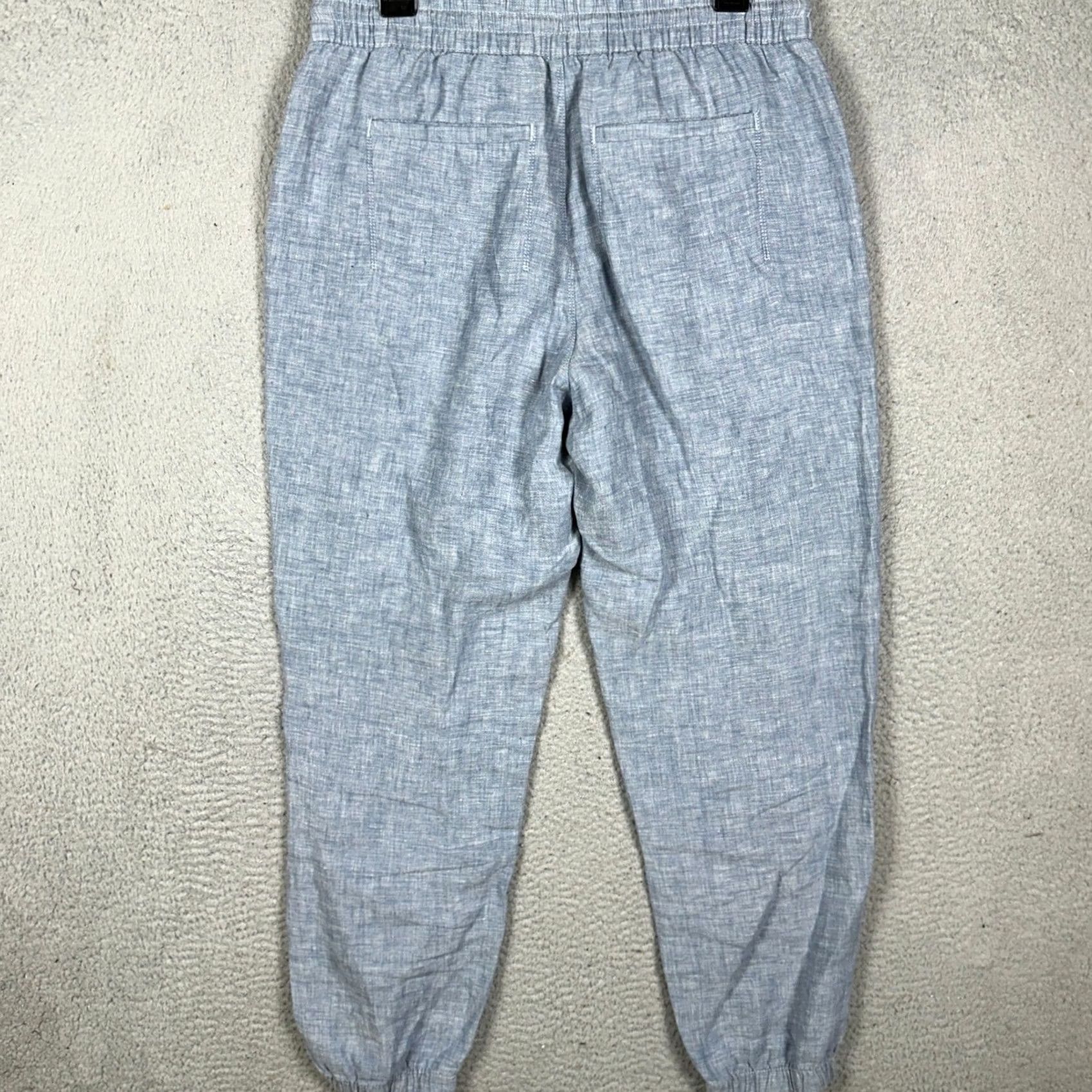 Athleta Athleta Linen Pants Womens 10 Blue Jogger Drawstring Tapered Relaxed Pockets Elastic Waist 100% Linen Casual Travel Style Jogger Size 32" / US 10 / IT 46 - 2 Thumbnail