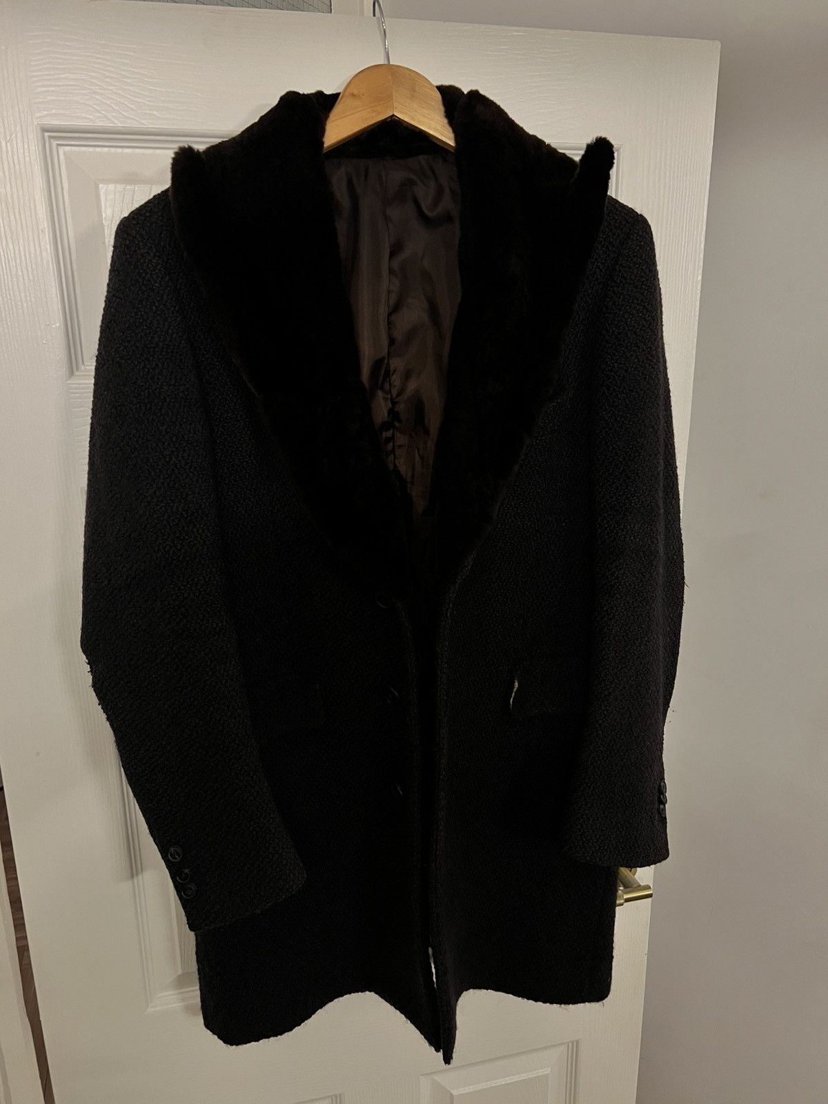Paul Smith PAUL SMITH NAVY BLUE OVERCOAT WITH RABBIT FUR COLLAR SIZE M Size US M / EU 48-50 / 2 - 2 Thumbnail