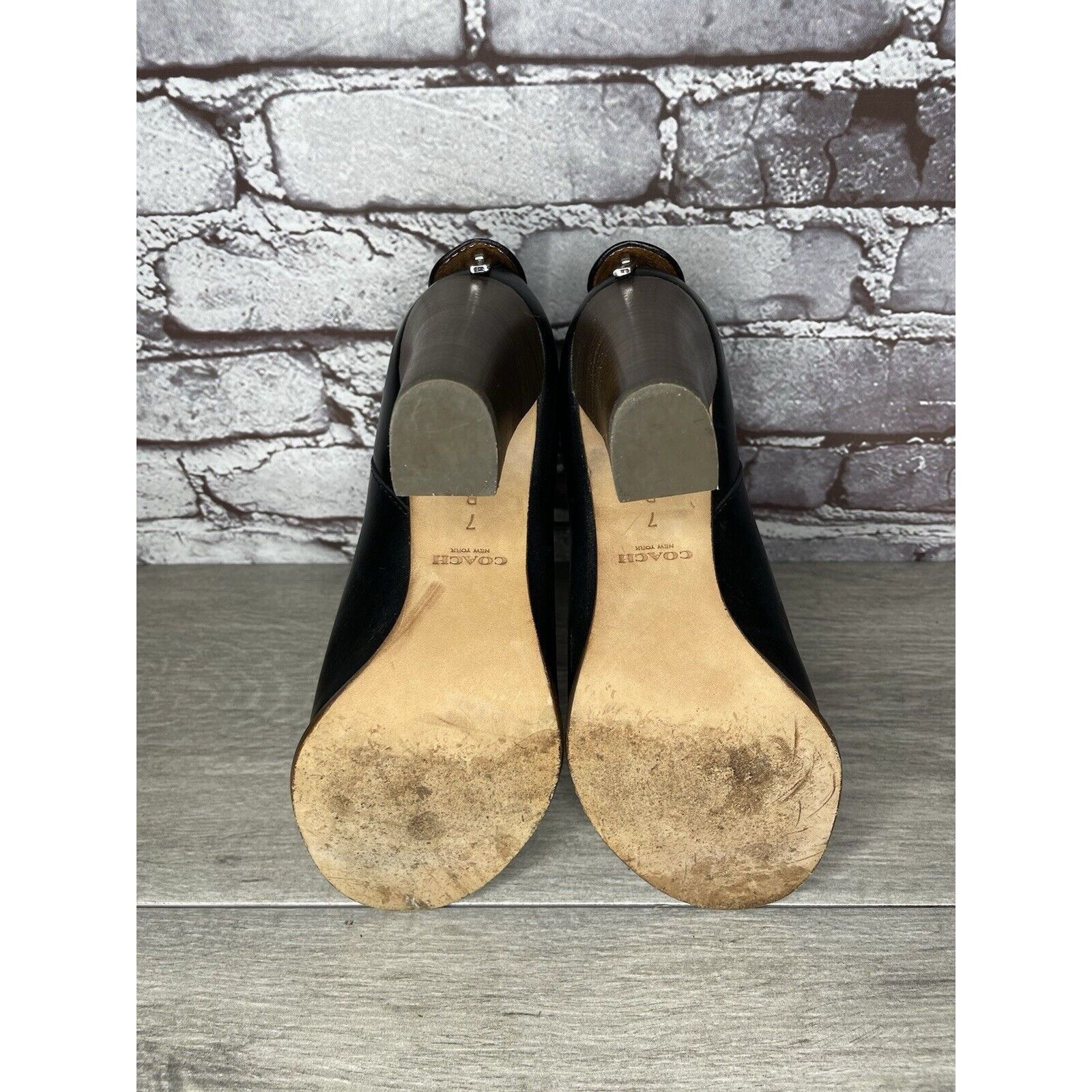Coach Coach Labelle Black Leather Open Toe Booties Heels Shoes Wom Size US 7 / IT 37 - 22 Thumbnail