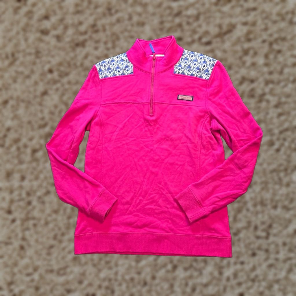 Vineyard Vines Vineyard Vines Sweater Womens Size M Pink 1/4 Zip Long Sleeve Casual Preppy Pullover Womens Knit Mock Neck Regular Fit Size M / US 6-8 / IT 42-44 - 1 Thumbnail