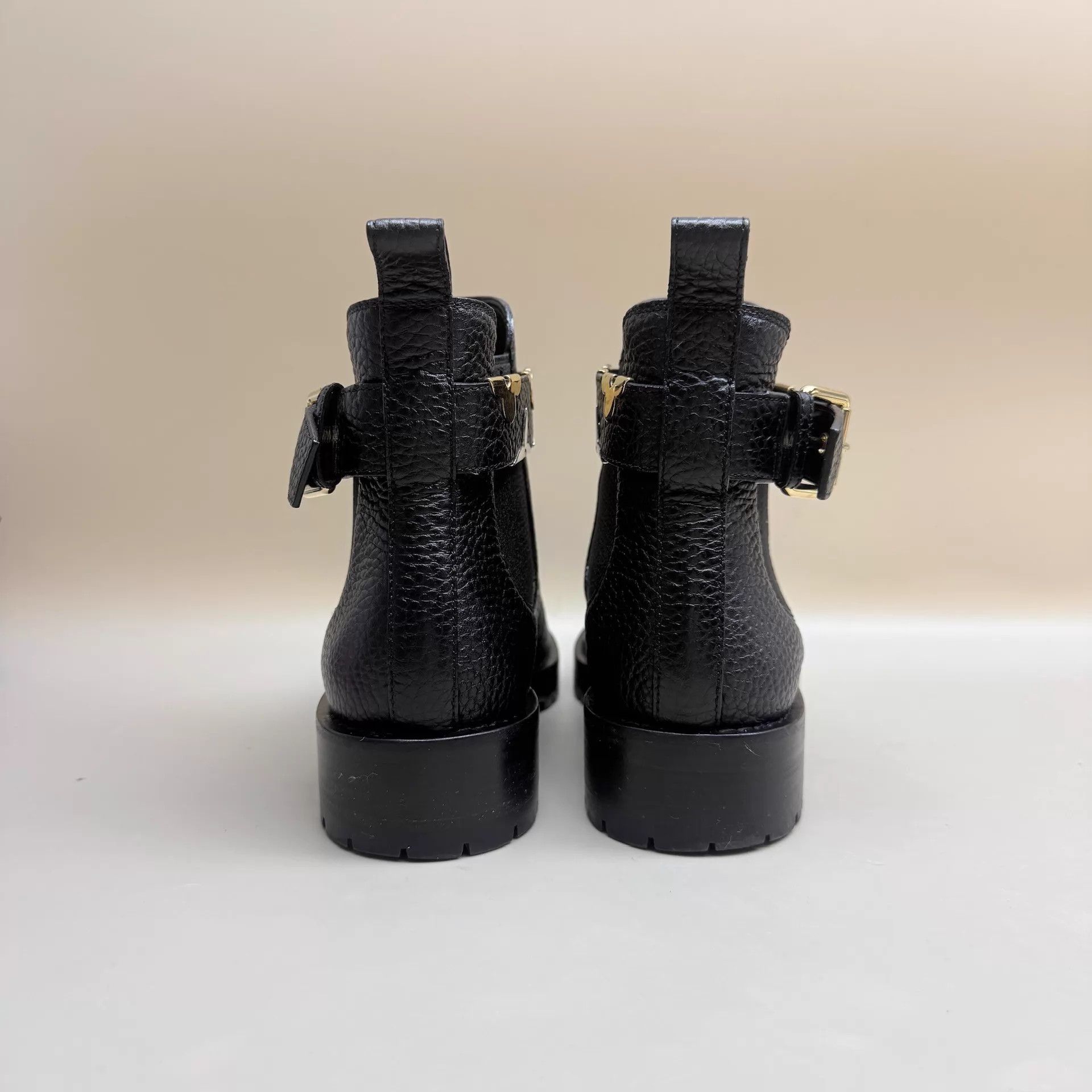 Louis Vuitton LV Black Gold Monogram Litchi Short Boots 36 95 New Size US 5.5 / IT 35.5 - 3 Thumbnail