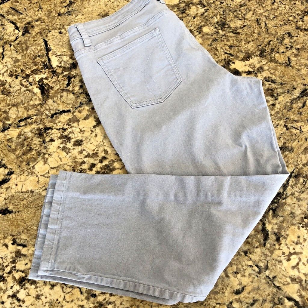 Calvin Klein Size 12 Calvin Klein Jeans Womens Crop Baby Blue Stretchy Size 33" - 12 Thumbnail