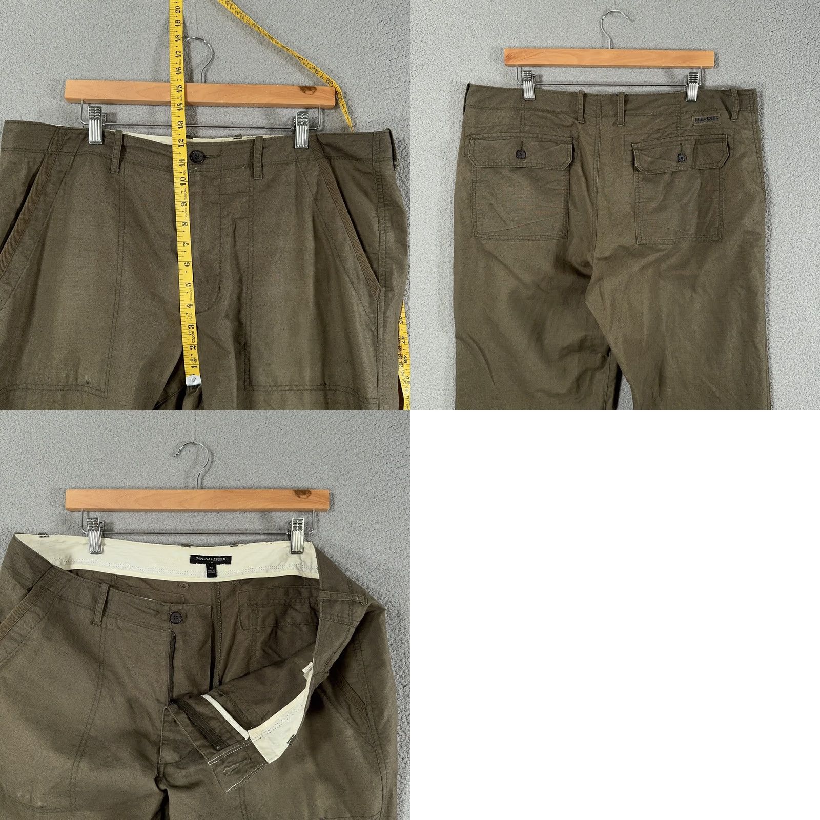 Banana Republic Banana Republic Mens Linen Cotton Safari Pants 39x31 Green Travel Utility Chino Pants Straight Leg Casual 2010s Ven Size US 36 / EU 52 - 10 Thumbnail