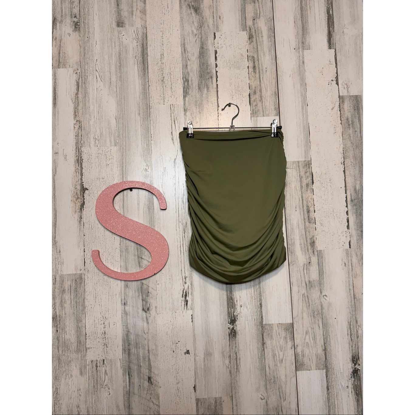 Other Olive Green Ruched Crop Top & Skirt Set Size Small 2-Piece M Size 27" / US 4 / IT 40 - 9 Thumbnail