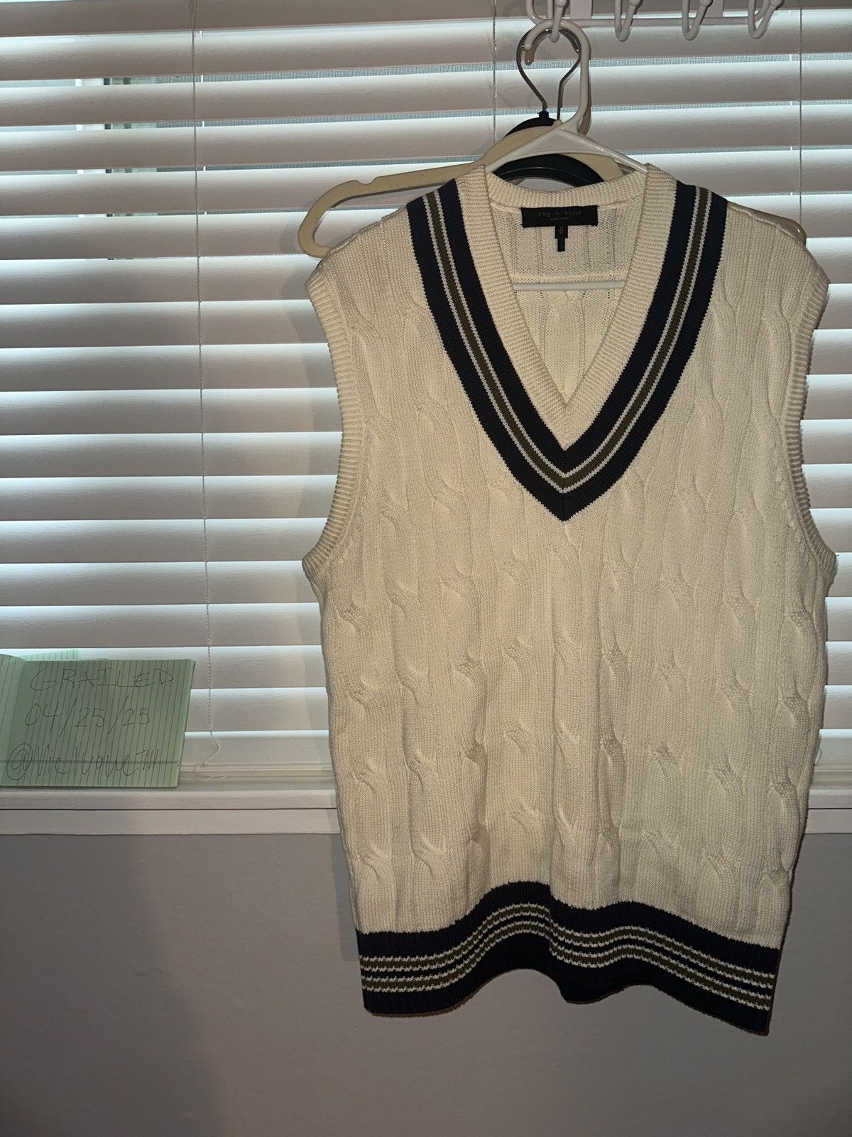 Rag & Bone Preppy V Cut Woven Knit Sleeveless Sweater Size US M / EU 48-50 / 2 - 1 Thumbnail