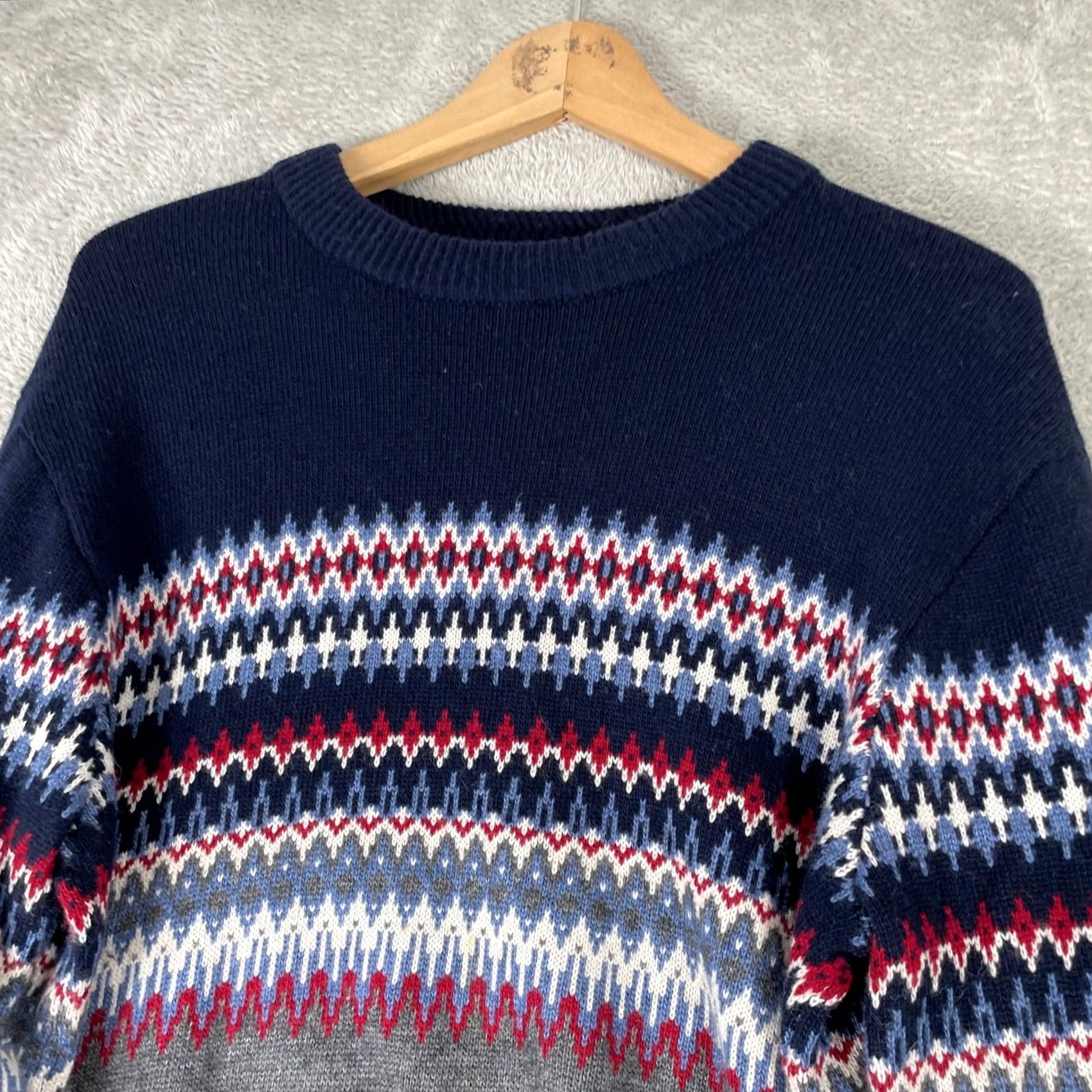Vineyard Vines Vineyard Vines Sweater Mens Medium Blue Fair Isle Crew Neck Merino Alpaca Blend Pullover Size US M / EU 48-50 / 2 - 5 Thumbnail