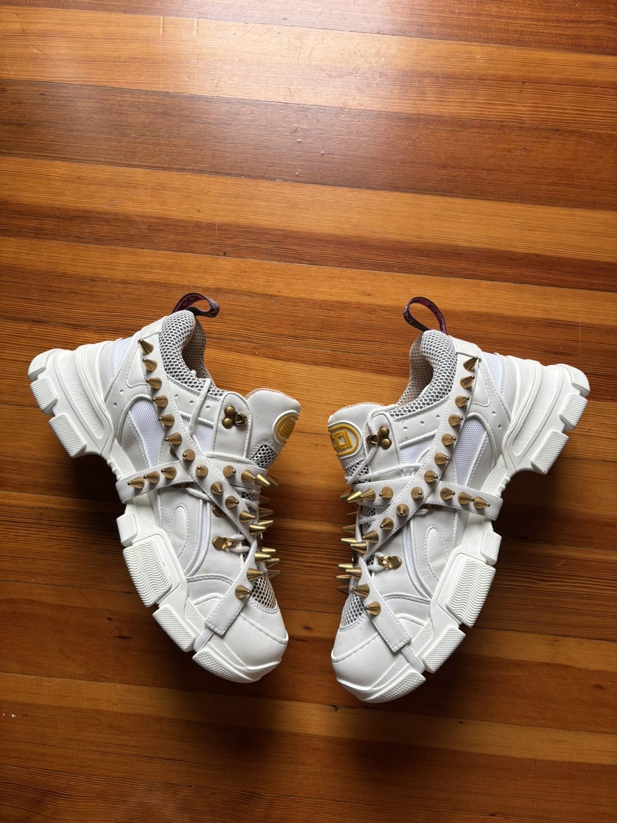 Gucci $2K White Spike Flashtrek Sneakers Size US 10.5 / EU 43-44 - 3 Thumbnail