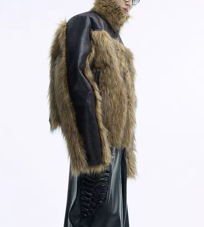 Other Design Streetwear Patchwork Leather Faux Fur Zipper Jacket Size US L / EU 52-54 / 3 - 7 Thumbnail