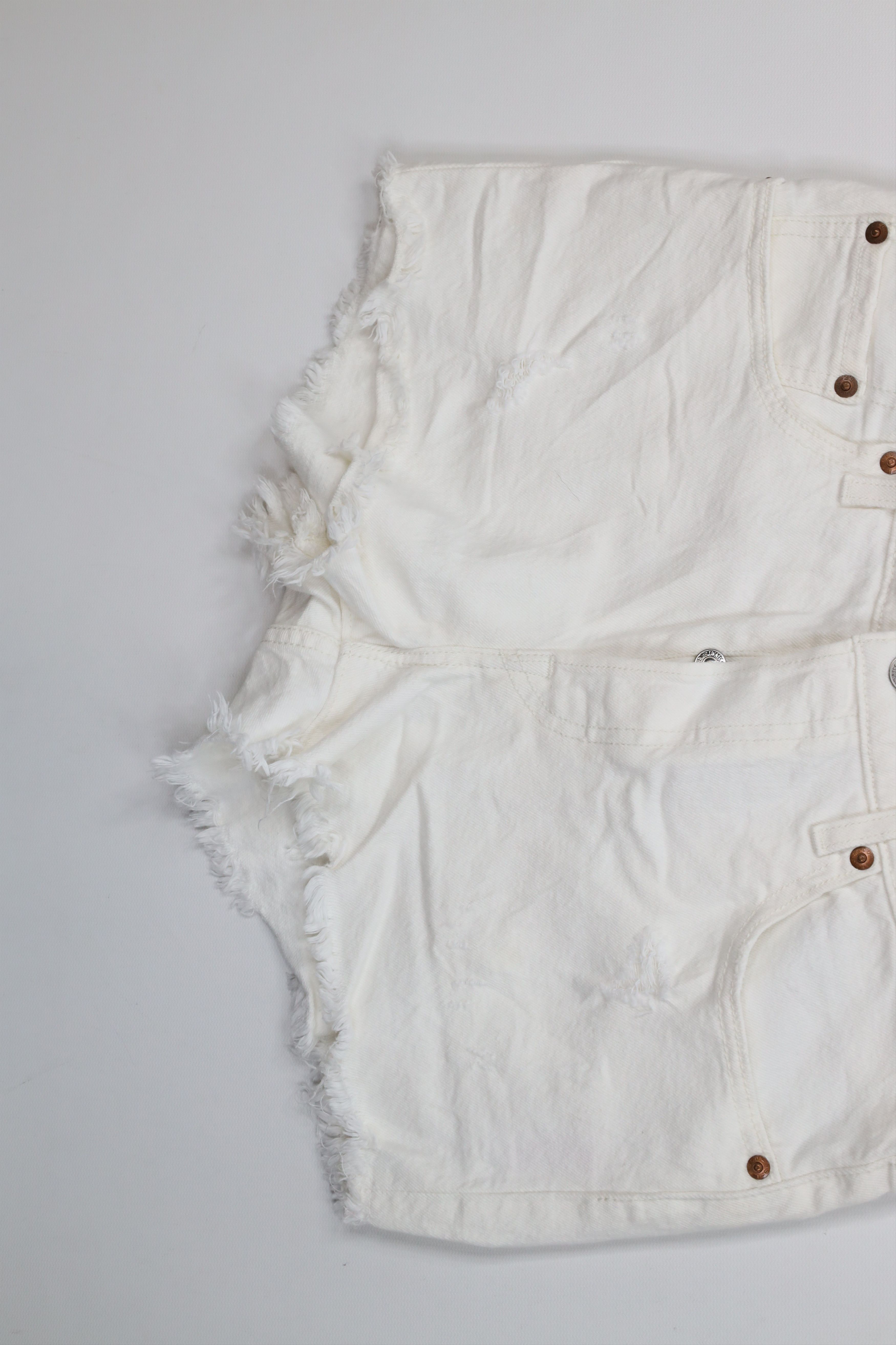 Levi's Vintage Y2K Levis 501xx Fly Cut Off Denim Jean Shorts White Size 28" / US 6 / IT 42 - 4 Thumbnail