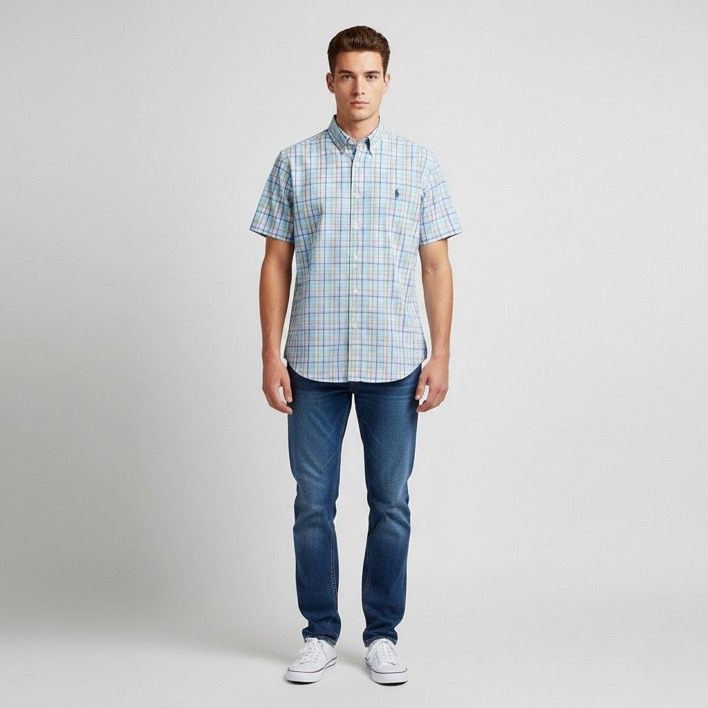 Ralph Lauren Ralph Lauren Men M Casual Shirt Blue Check Top 5719 Size US M / EU 48-50 / 2 - 1 Thumbnail